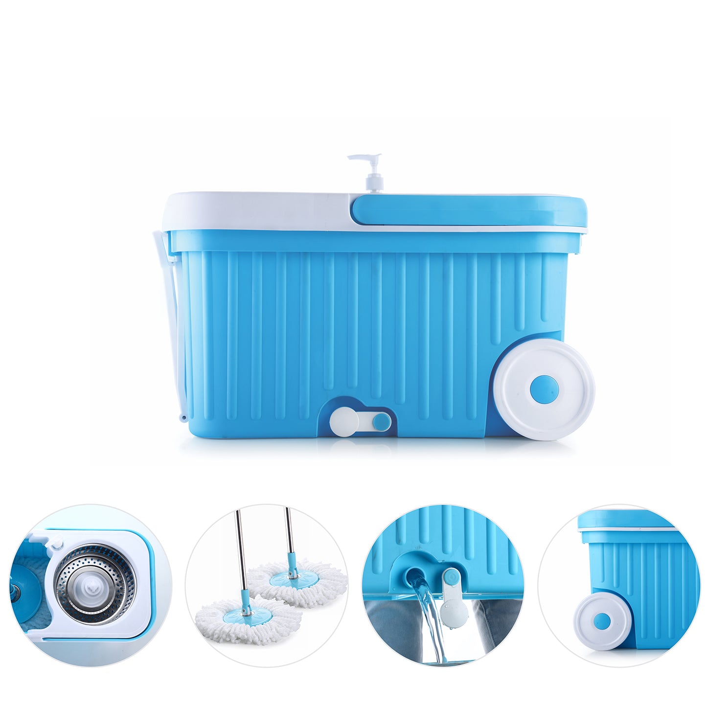 Sporty Plastic Spin Mop With Bigger Wheels And Plastic Auto Fold Handle For 360 Degree Cleaning. - warehousetech13