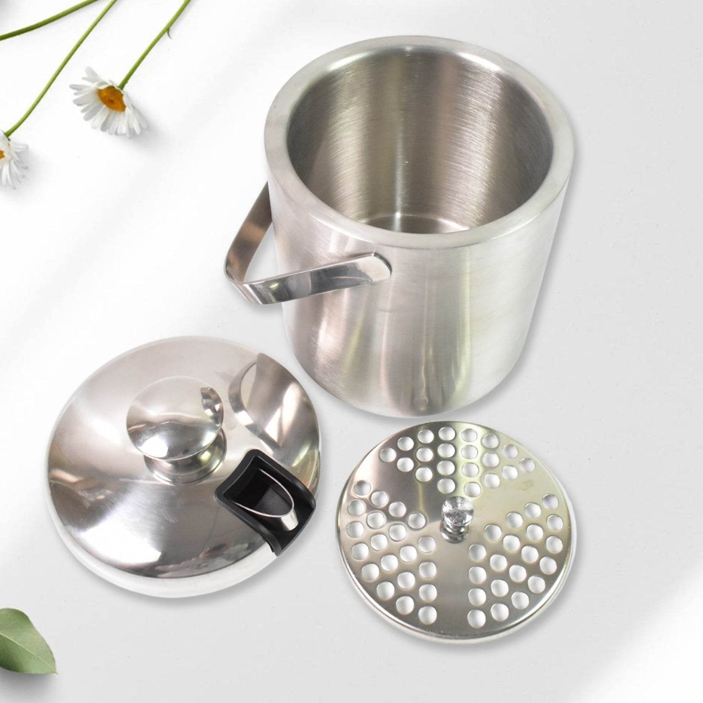 Stainless Steel Ice Buckets With Lid (1.3 Liters Approx) - warehousetech13