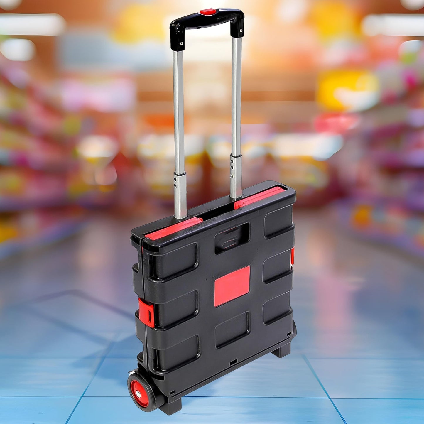Foldable Shopping Grocery Trolley Cart Travel Portable Food Basket (1 Pc) - warehousetech13