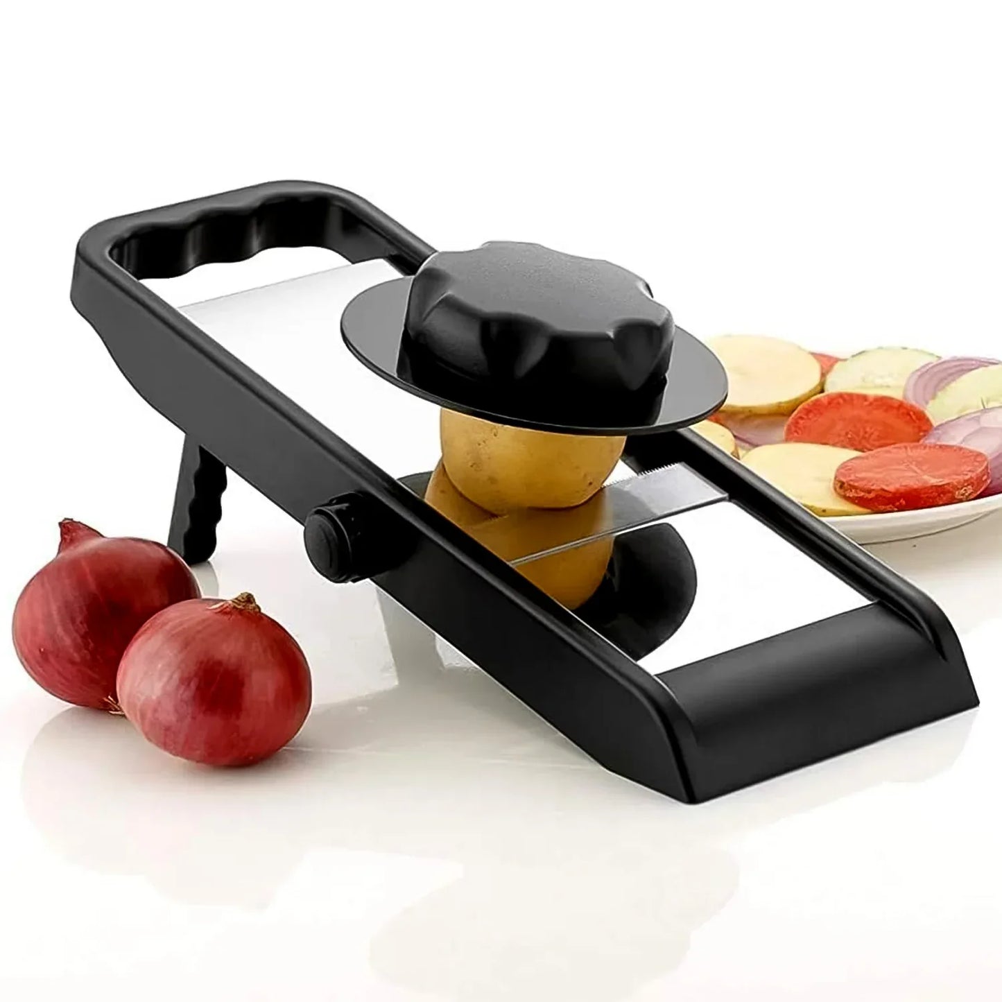 Adjustable Slicer Stainless Steel And Plastic Premium Multipurpose Potato Onion Slicer And Grater (1 Pc) - warehousetech13