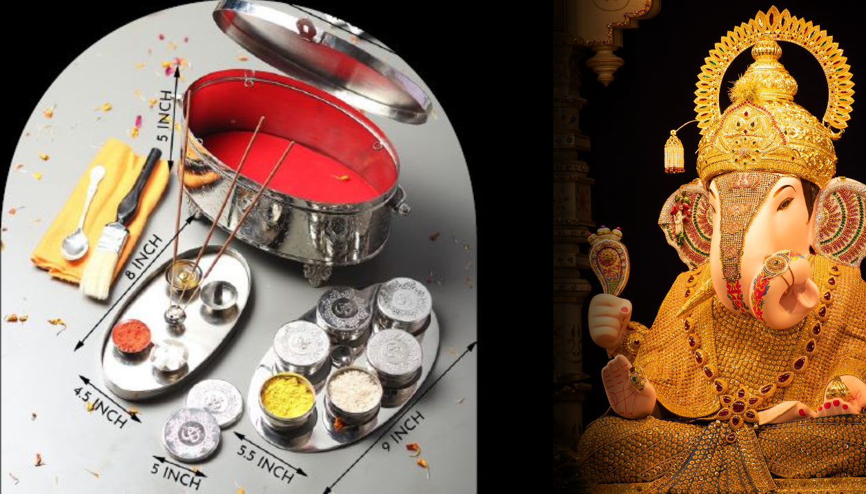 Brass Puja Box (Gold or Silver Plated) - 1 Unit