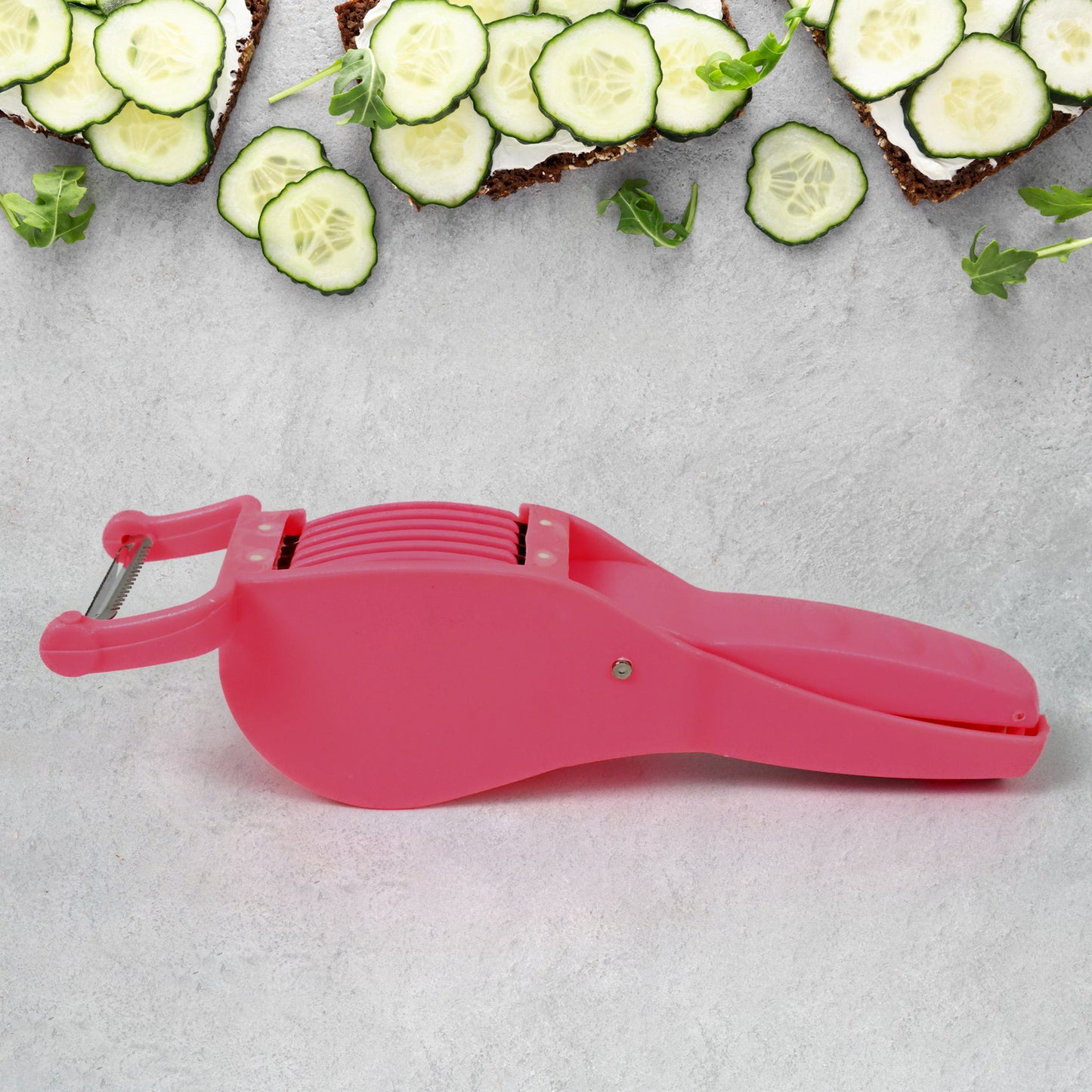 Plastic 2 In 1 Vegetable Fruit Multi Cutter 5 Blade Vegetable Cutter With Peeler (1 Pc Multicolor) - warehousetech13