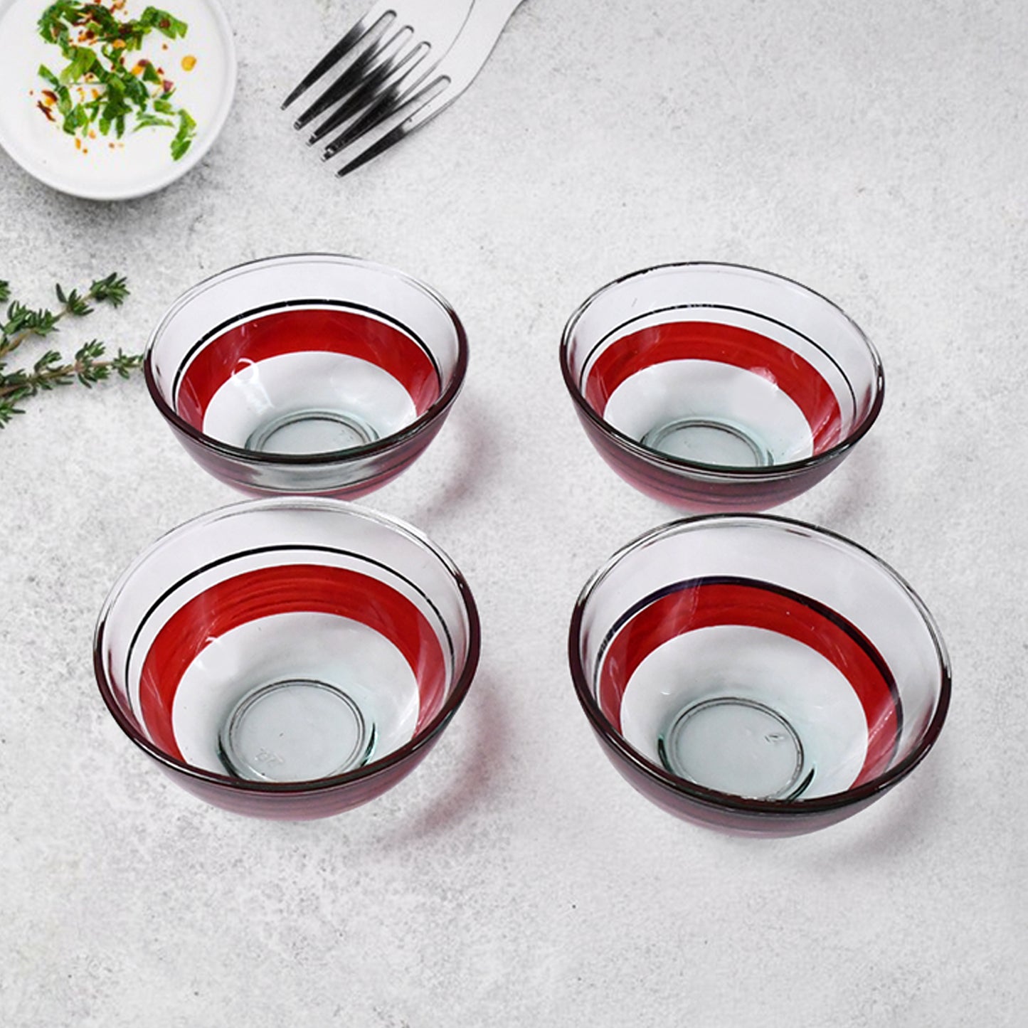 Healthy Choice Set Of 4pc Ceramic Cup And 4pc Glass Bowl With Plastic Plate (9 Pcs Set) - warehousetech13