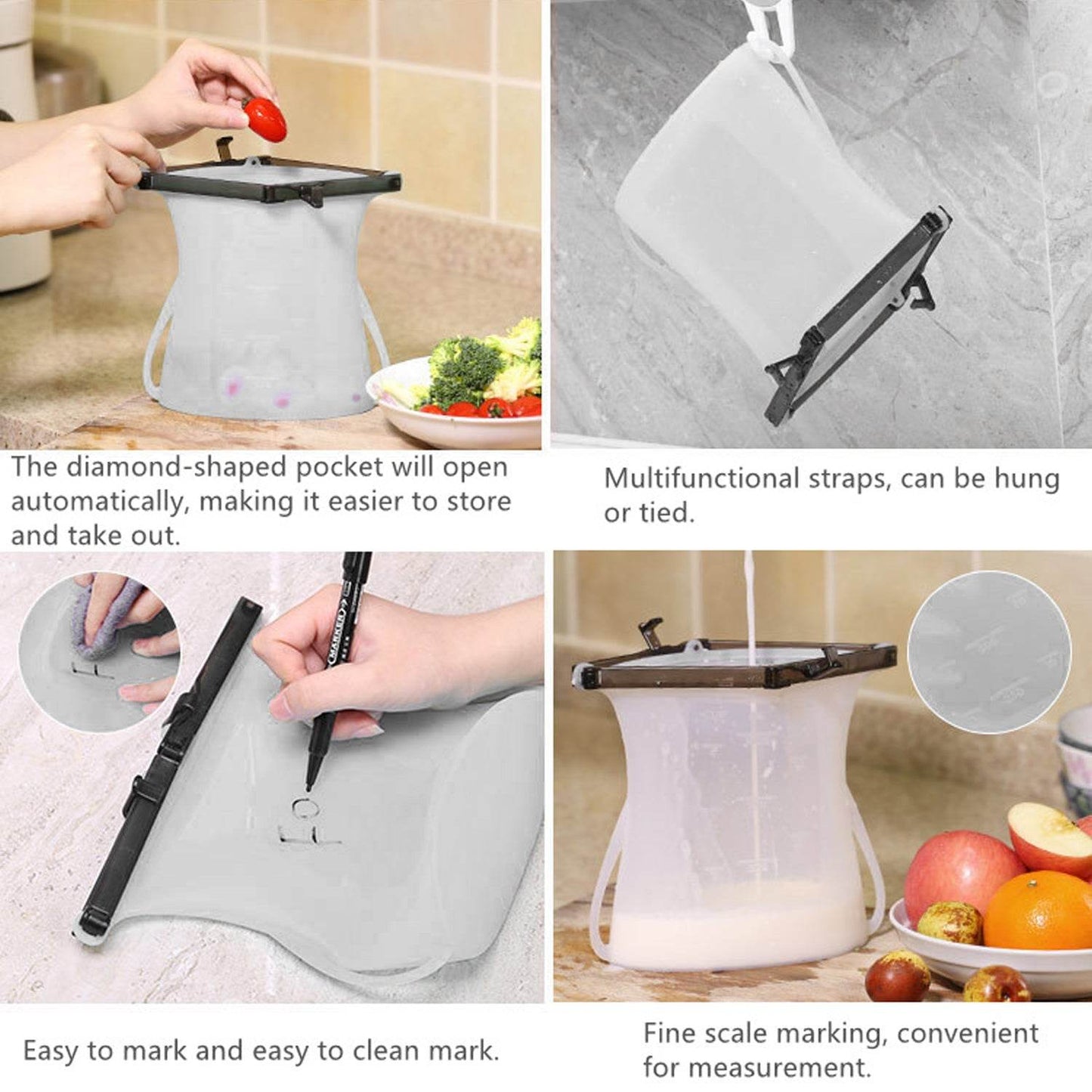 Reusable Silicone Food Storage Bag 3 Bag Set - warehousetech13