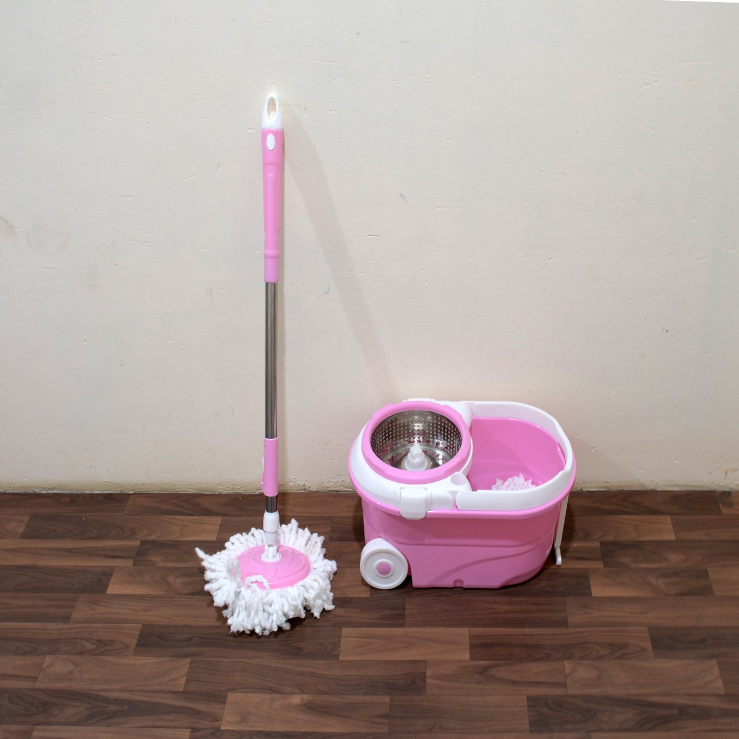 4105 Mop With Bucket For Floor Cleaning With Steel Spin Mop For Floor Cleaning Floor Cleaner Mop Spin Mop Magic Mop Mop Stick Spin Mop Set With Bucket Household Office Cleaning Tool Mop - warehousetech13