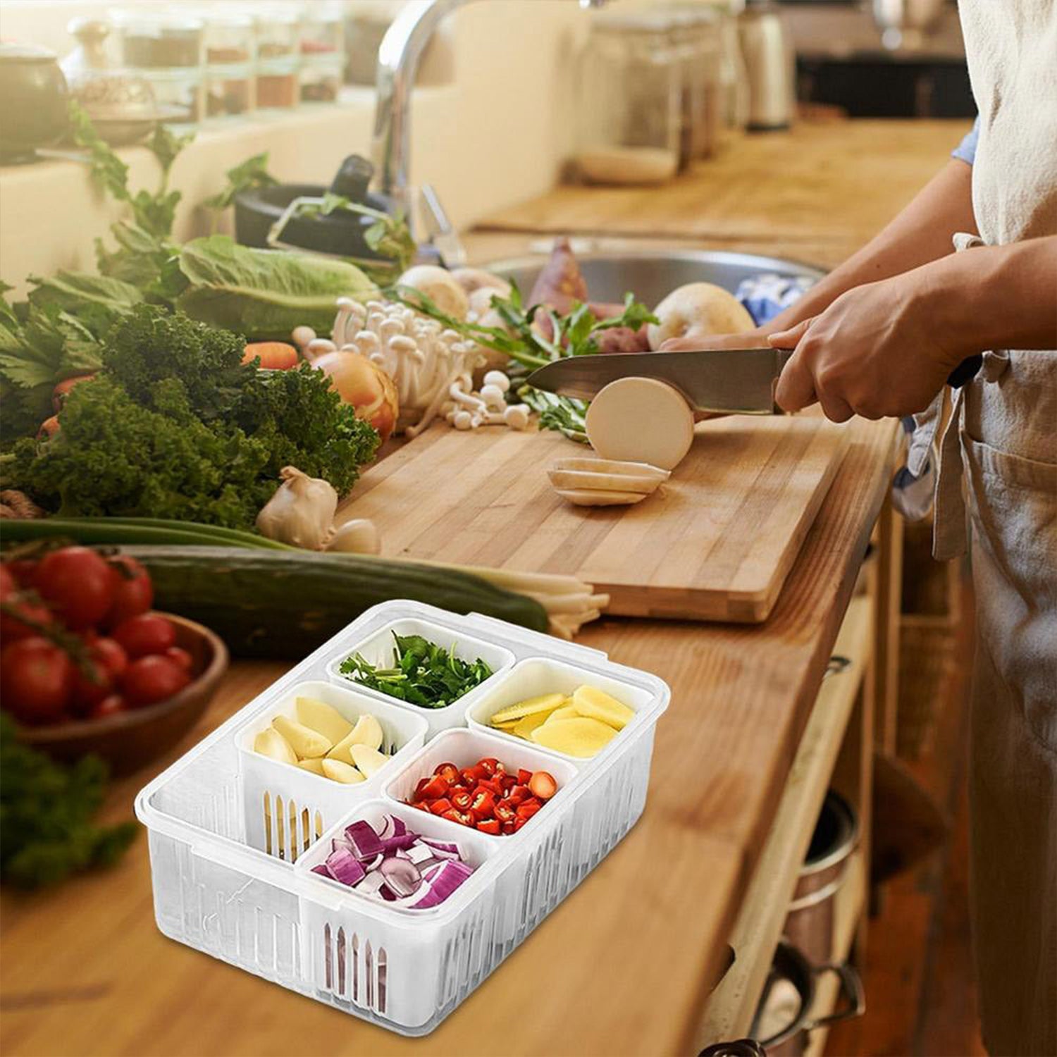 Fridge Storage Boxes Freezer Storage Containers Container For Kitchen Storage Set Storage In Kitchen Vegetable Storage Draining Crisper Refrigerator Food Box (1 Pc) - warehousetech13