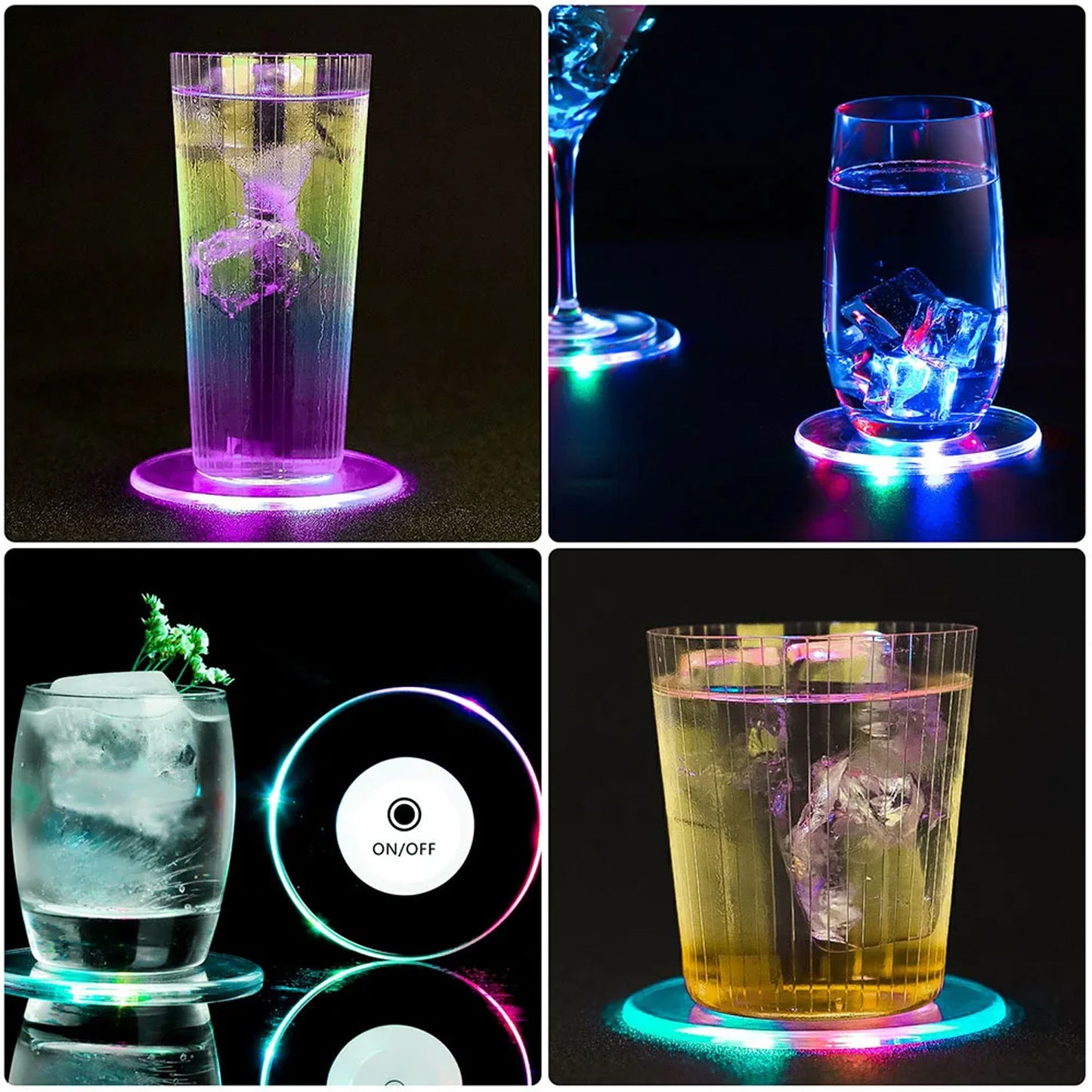 Colorful Led Cocktail Coaster Round Ultra-thin Led Drink Coaster (1 Pc) - warehousetech13