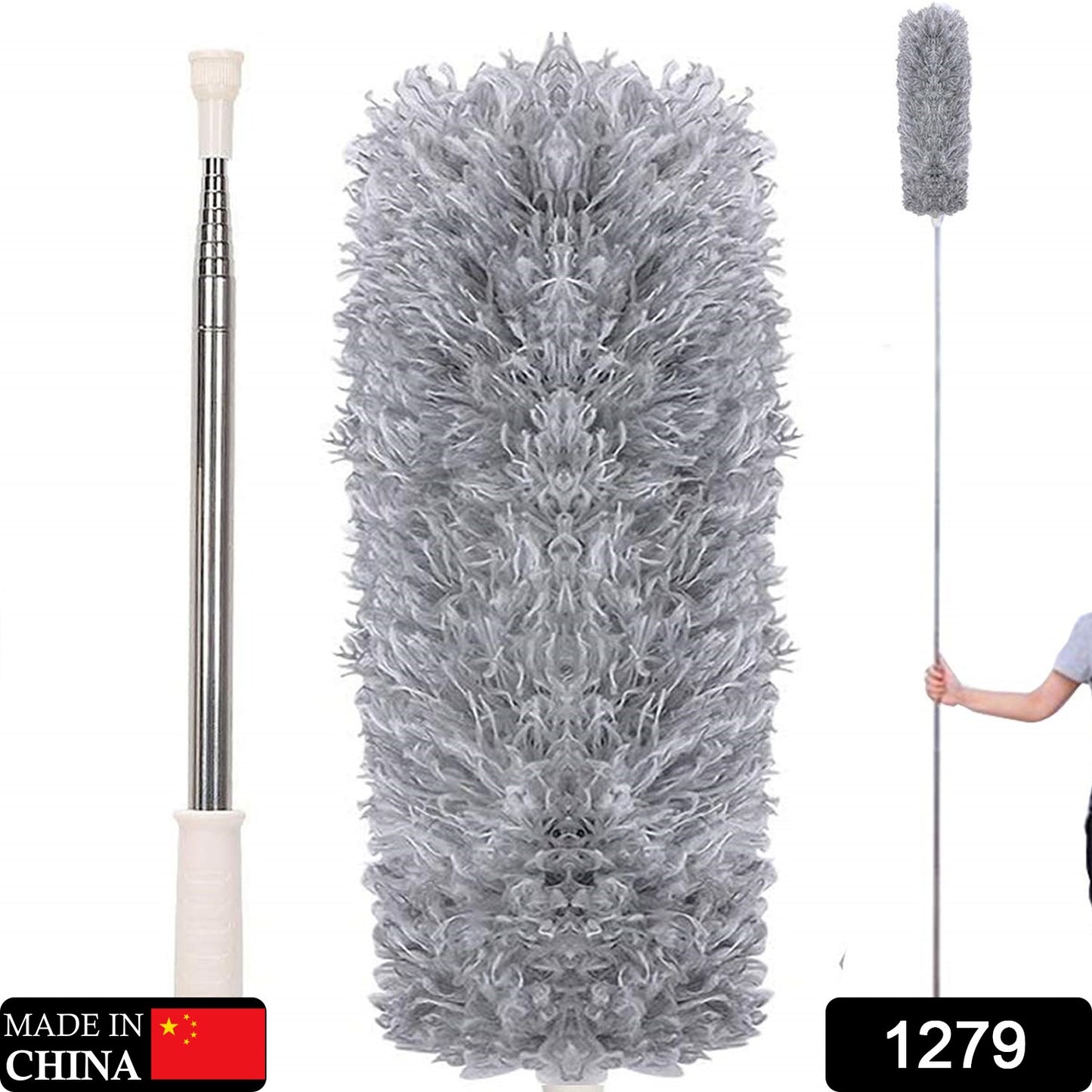 1279 Microfiber Dusters For Cleaning Telescoping Feather Duster With 100 Inches Extendable Handle Pole Dusting Cleaning Tools For Cleaning High Ceiling Ceiling Fan Blinds Cobwebs Furniture Cars - warehousetech13