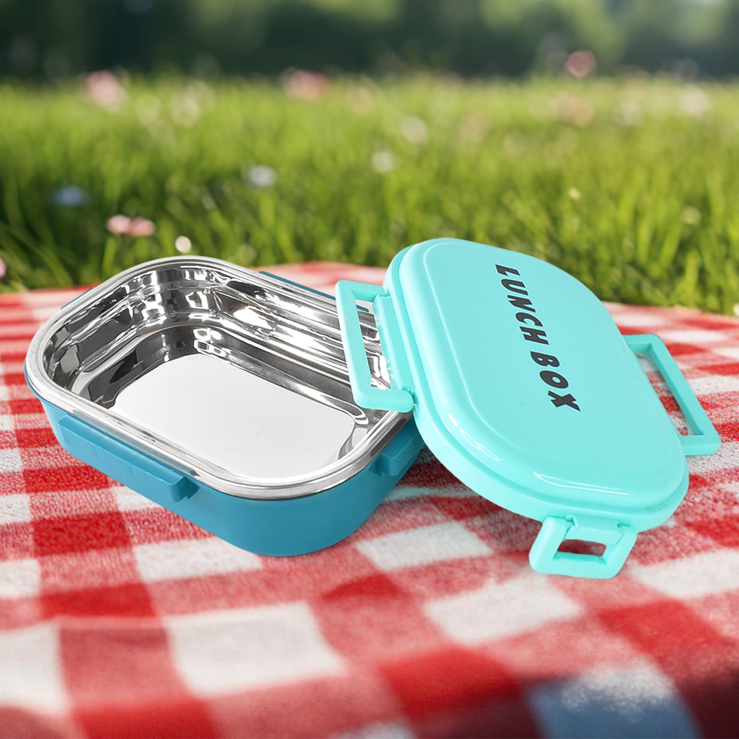 3 In 1 Spicy Bite Stainless Steel Lunch Box With Plastic Small Box Spoon (1 Set) - warehousetech13