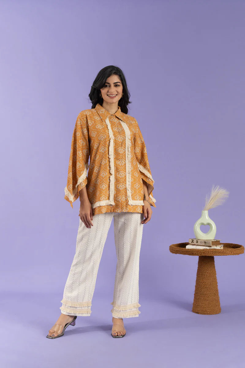 Floral Print Khadi Shirt Set