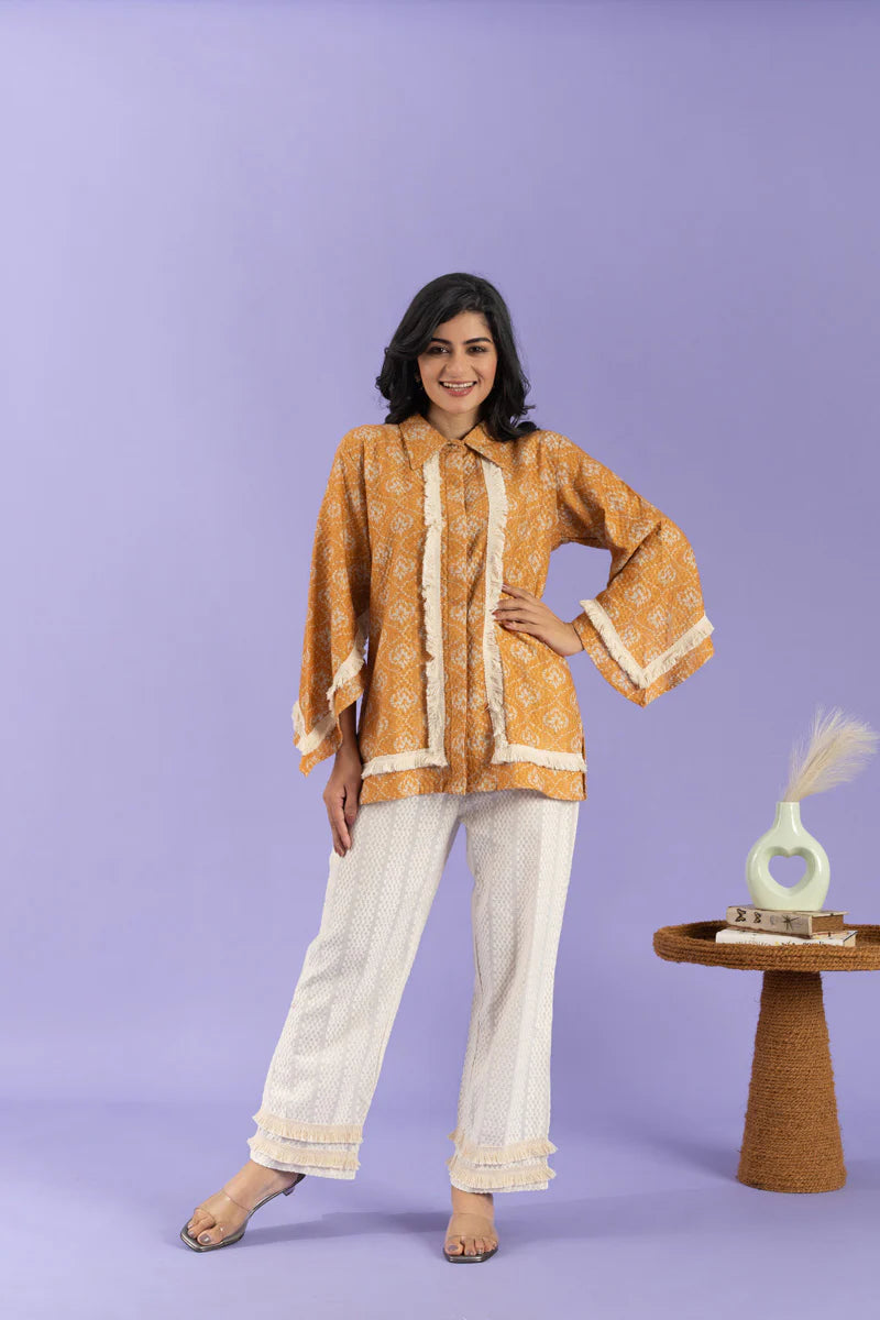 Floral Print Khadi Shirt Set