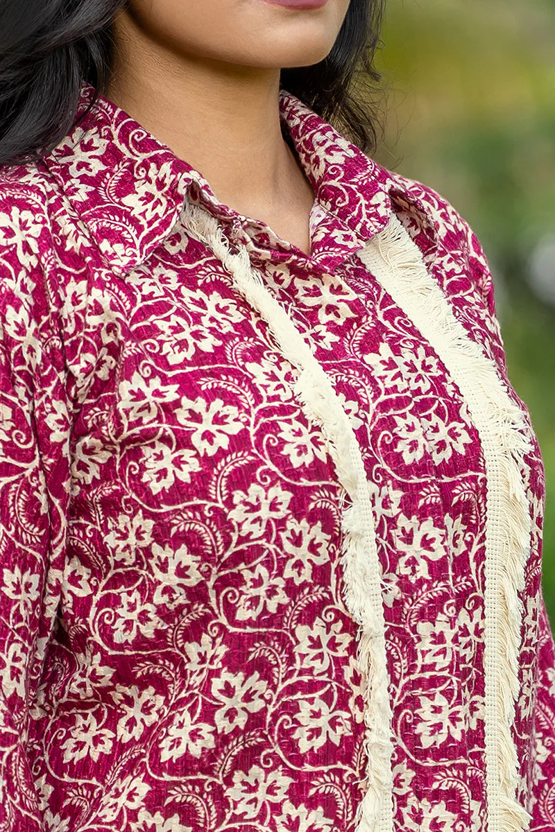 Floral Print Khadi Shirt Set