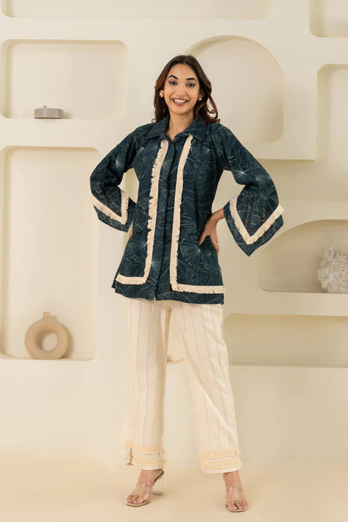 Floral Print Khadi Shirt Set
