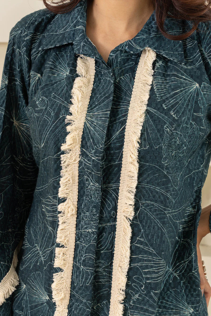 Floral Print Khadi Shirt Set