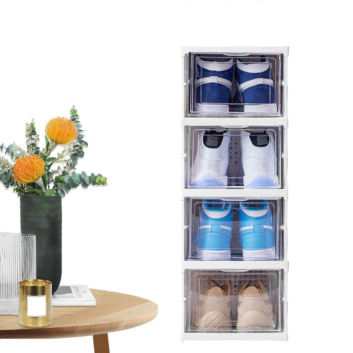 Stackable Multifunctional Storage For Clothes Foldable Drawer Shelf Basket Utility Cart Rack Storage Organizer Cart For Kitchen Pantry Closet Bedroom Bathroom Laundry (4 Layer 1 Pc) - warehousetech13