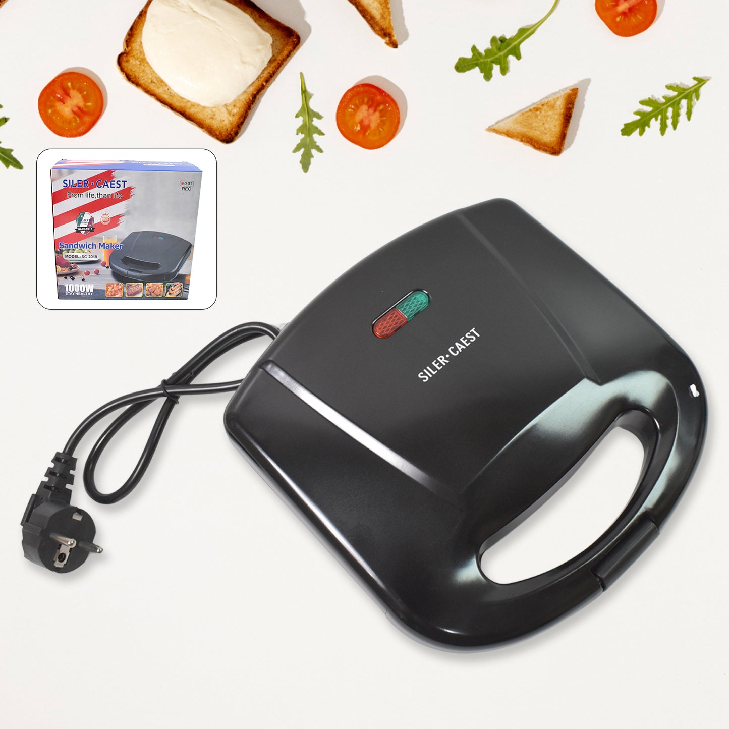 Waffle Maker Makes 2 Square Shape Waffles With Indicator Lights - warehousetech13