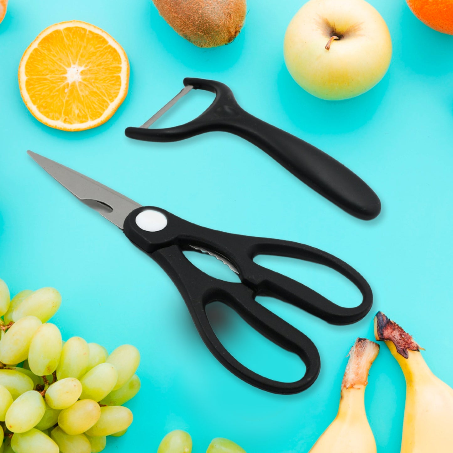 5629 6 Pieces Professional Kitchen Knife Set Meat Knife Chefs Knife With Non-slip Handle For Home Kitchen And Restaurant With Chef Peeler And Scissor (Stainless Steel 6 Pcs Set) - warehousetech13