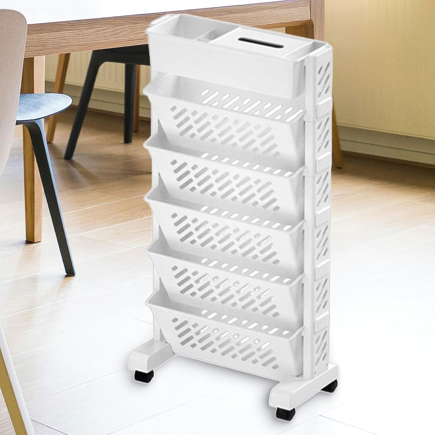 Movable Bookshelf Large Capacity Rotatable Plastic Rolling Organization Shelf Rack - warehousetech13