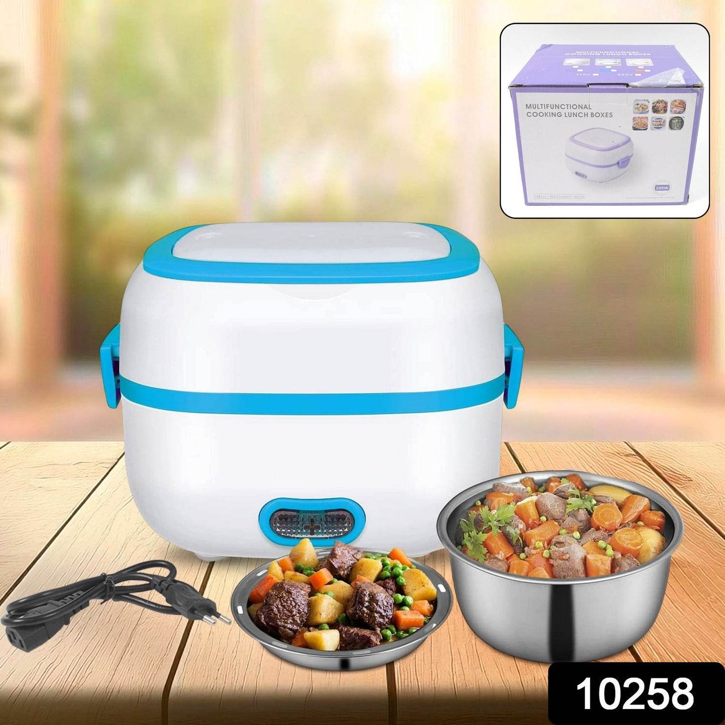 Electric Lunch Box 3 In 1 Food Heater Cooker Steamer With Stainless Steel Bowls (1 Set) - warehousetech13