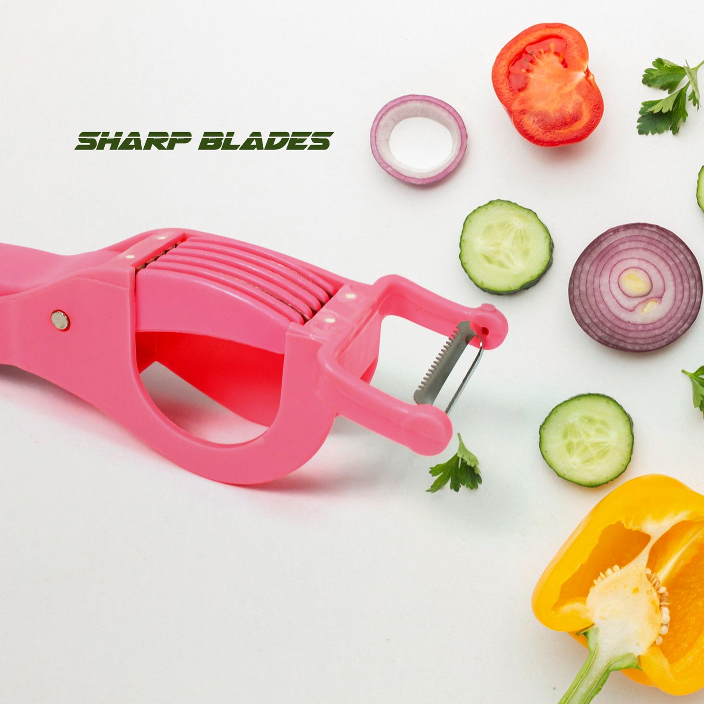 Plastic 2 In 1 Vegetable Fruit Multi Cutter 5 Blade Vegetable Cutter With Peeler (1 Pc Multicolor) - warehousetech13