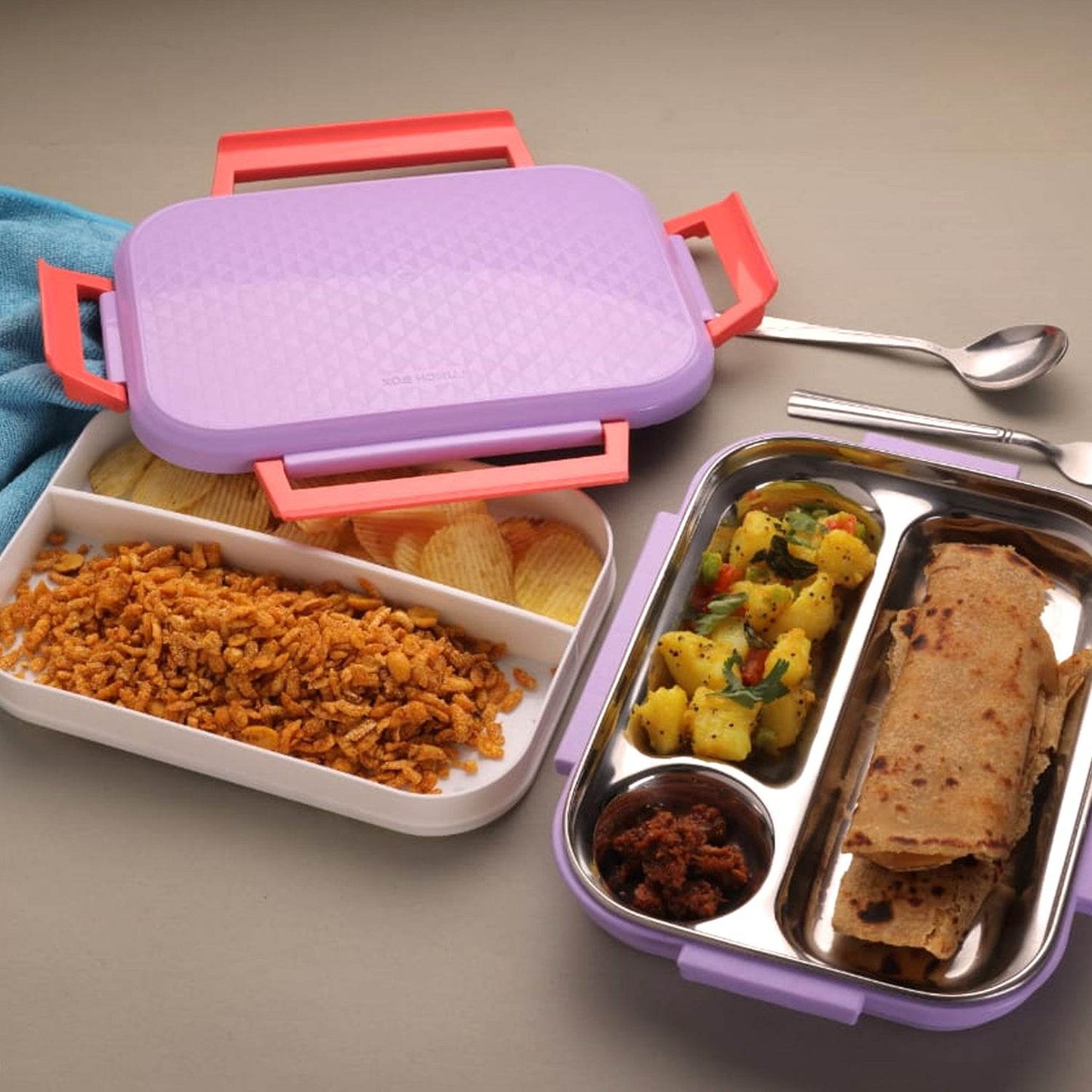Lunch Box Steel Plate Multi Compartment Lunch Box Carry To All Type Lunch - warehousetech13