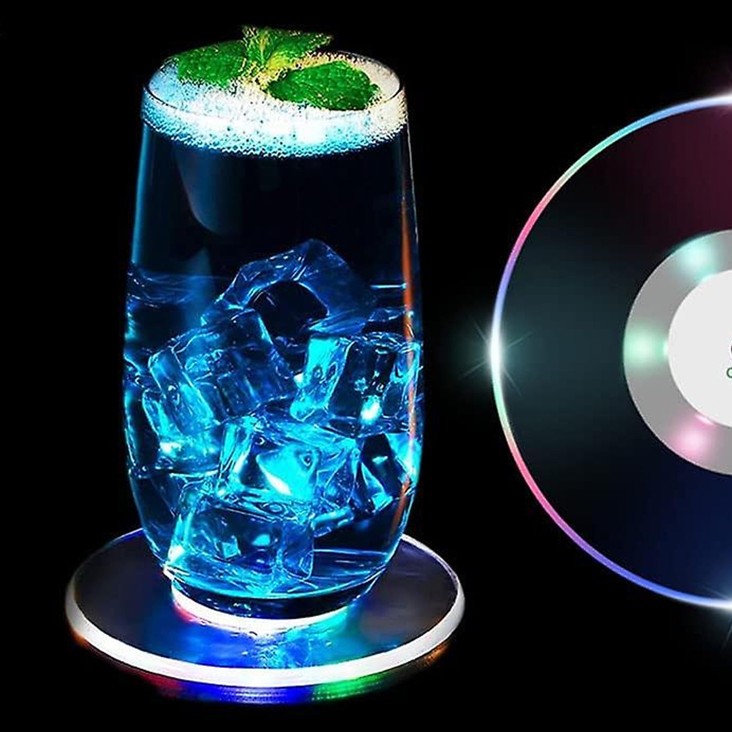Colorful Led Cocktail Coaster Round Ultra-thin Led Drink Coaster (1 Pc) - warehousetech13