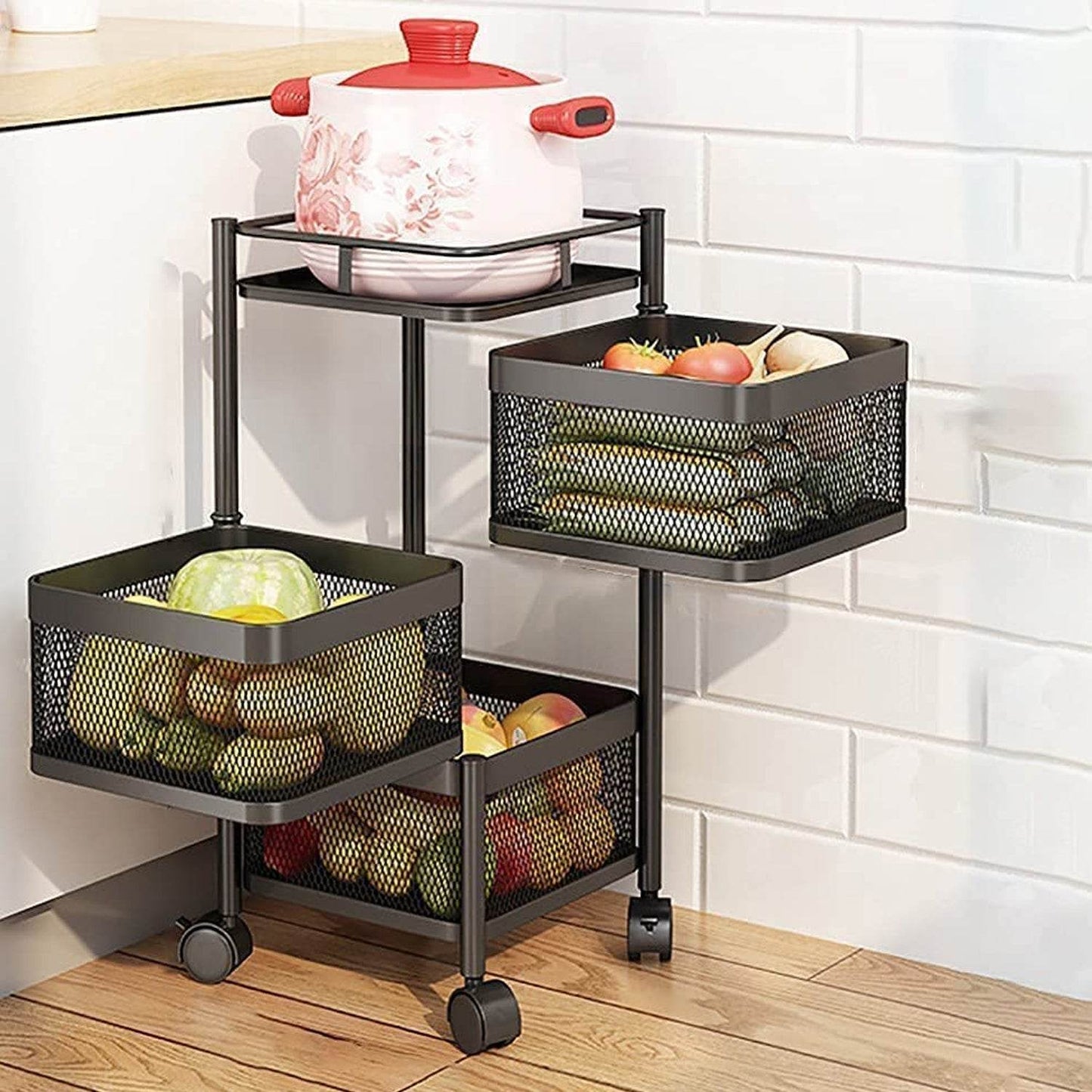 Metal High Qaulity Kitchen Trolley Kitchen Organizer Items And Kitchen Accessories Trolley With Wheels (4 Layer 3 Layer) - warehousetech13