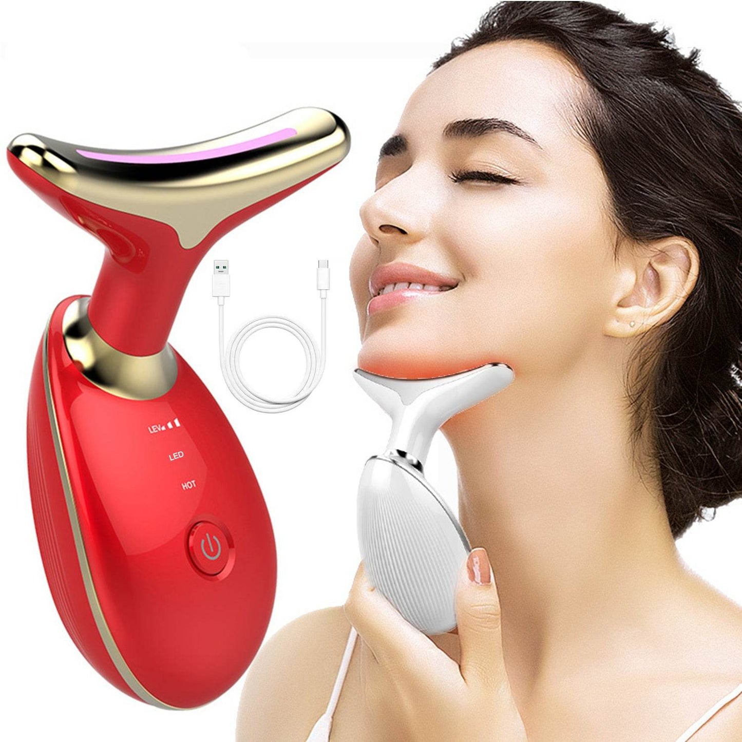 Electric Face Massager Wrinkle Remover Led Photon Face Beauty Device - warehousetech13