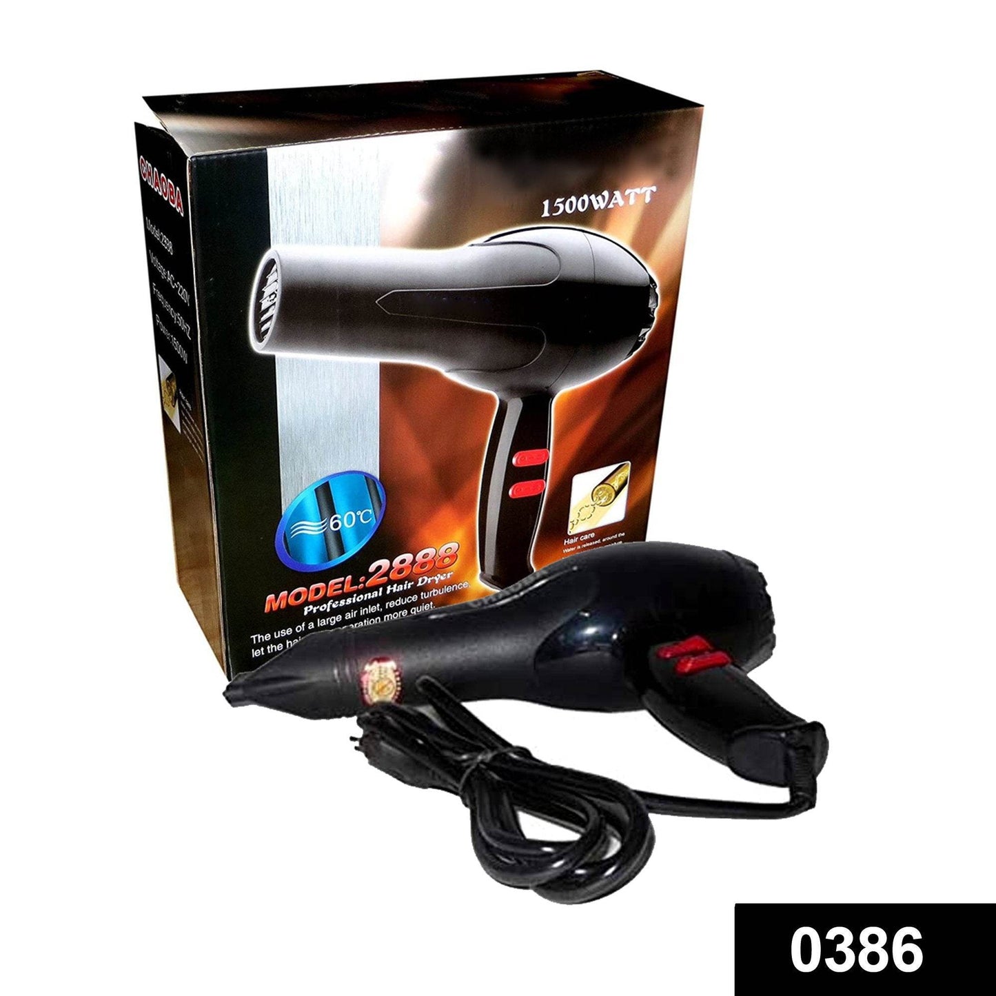 Professional Hair Dryer 1500 Watts(Black) - warehousetech13