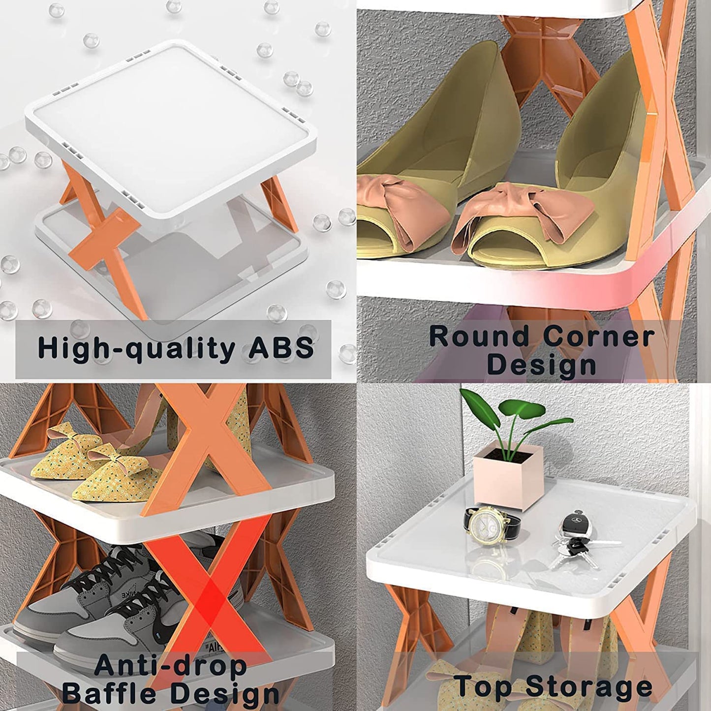 5 Tier Shoes Stand Shoe Tower Rack Suit For Small Spaces Closet Small Entryway Easy Assembly And Stable In Structure Corner Storage Cabinet For Saving Space - warehousetech13