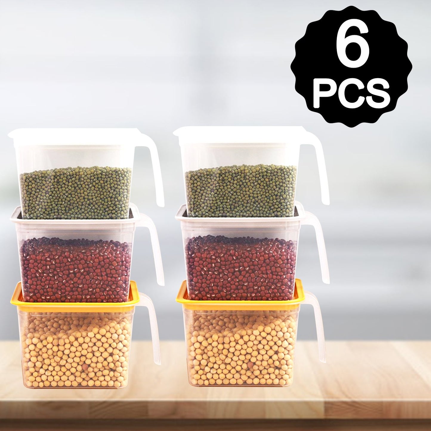 Air Tight Unbreakable Big Size 1100 Ml Square Shape Kitchen Storage Container (Set Of 6) - warehousetech13