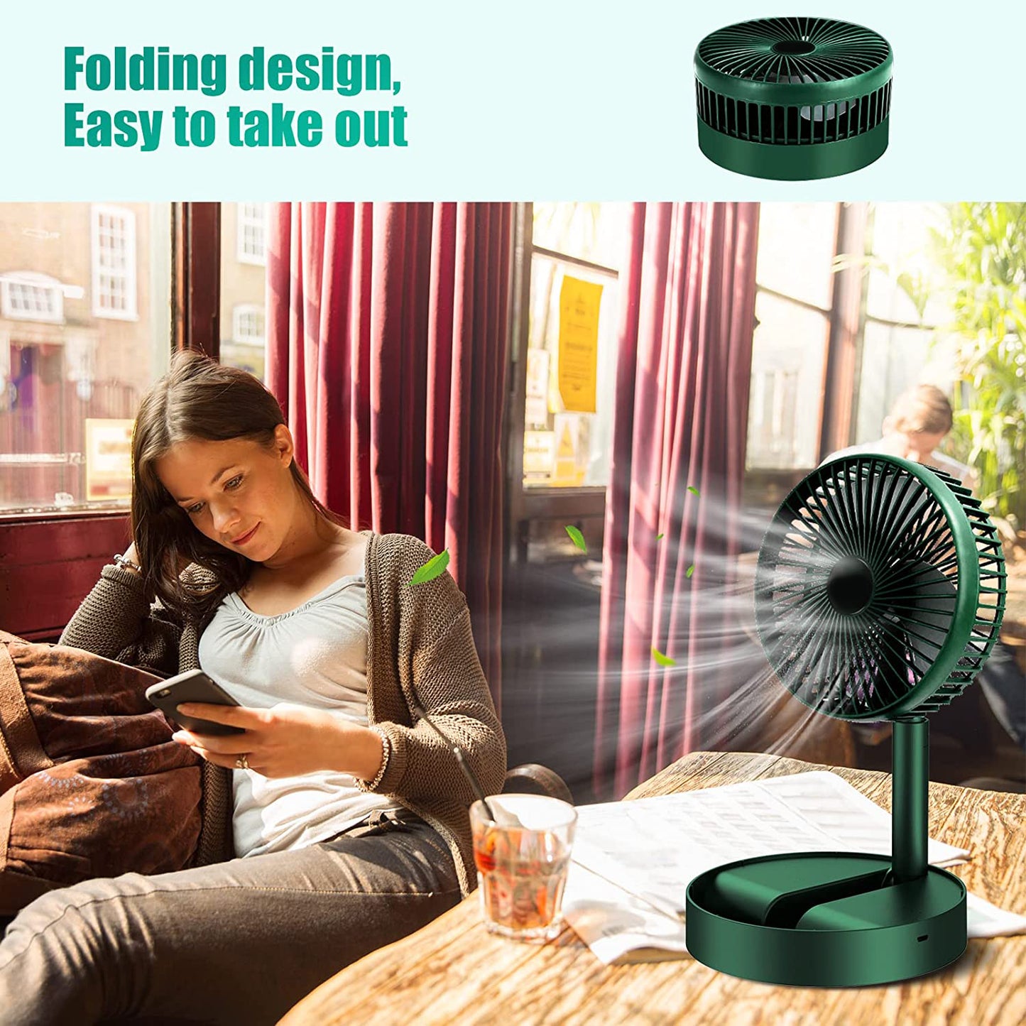 4642 Telescopic Electric Desktop Fan Height Adjustable Foldable Portable For Travelcarry Silent Table Top Personal Fan For Bedside Office Table (Battery Not Include) - warehousetech13
