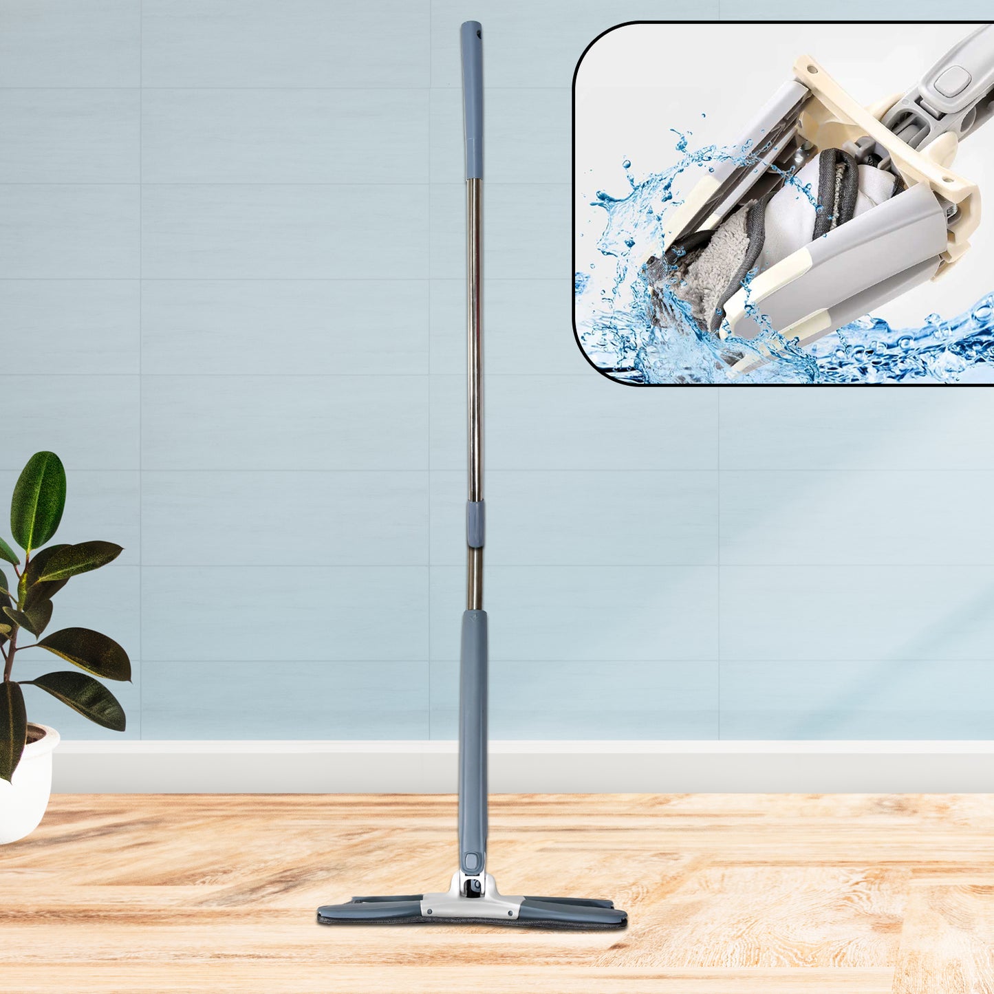 X Shape Mop Or Floor Cleaning Hands-free Squeeze Microfiber Flat Mop System 360 Flexible Head Wet And Dry Mop For Home Kitchen With 1 Super-absorbent Microfiber Pads. - warehousetech13