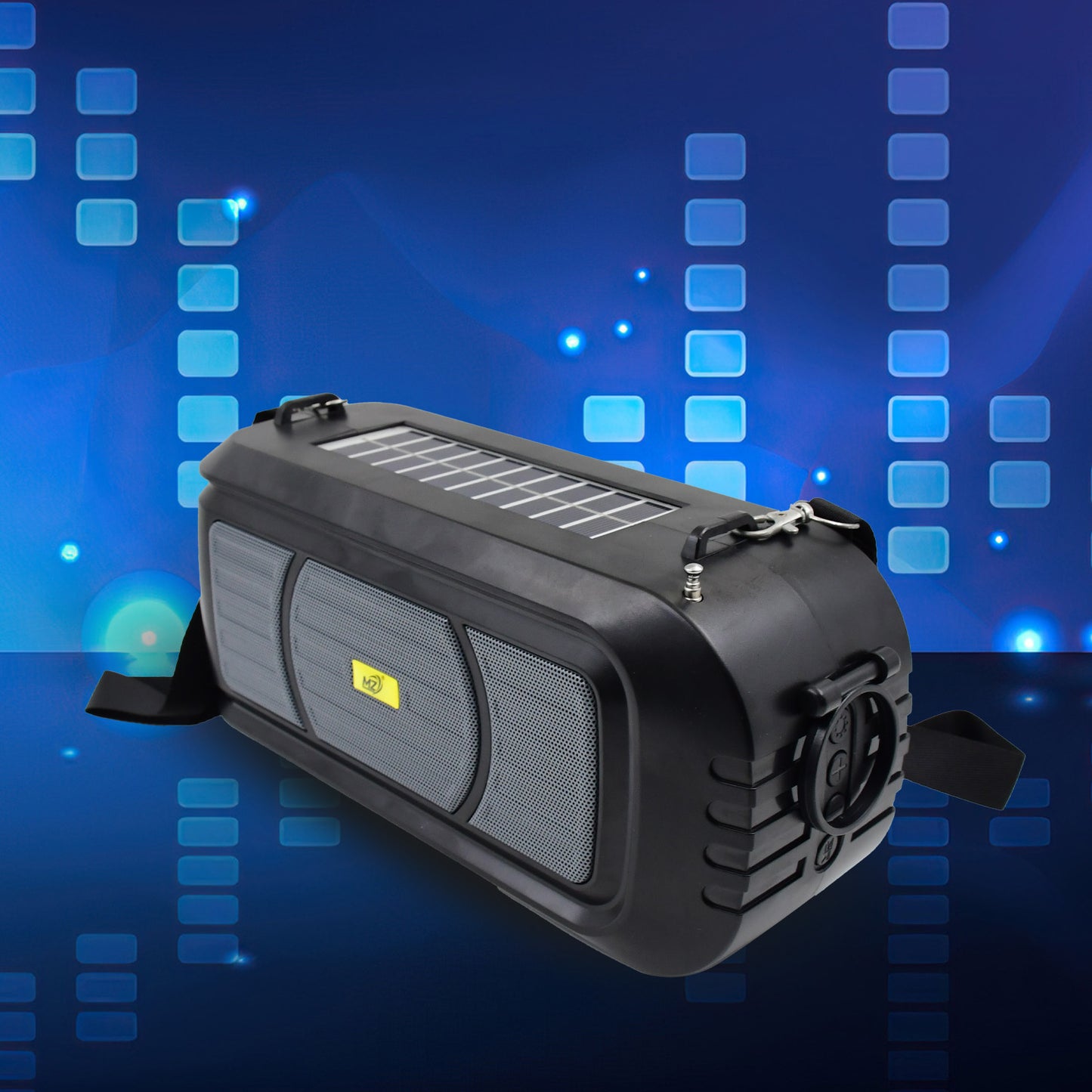 Wireless Bluetooth Speaker 5w High Bass With Wireless Mic Microphone Led Torch Solar Charging Support Usb Adjustable Strap (1 Set) - warehousetech13