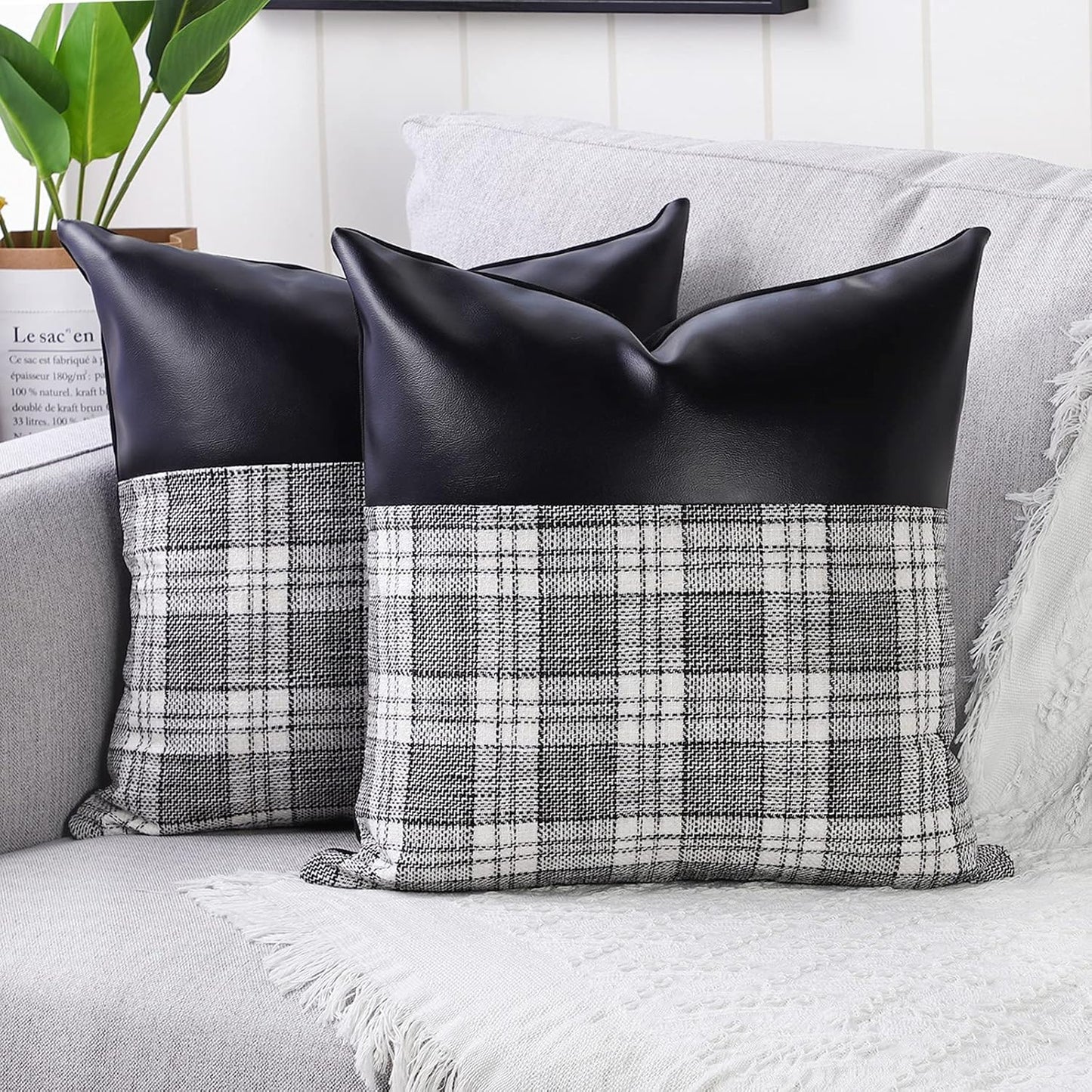 Pillow Covers Cushion Cases Soft Leather And Cotton (23 22 Inch 1 Pair 2 Pc) - warehousetech13