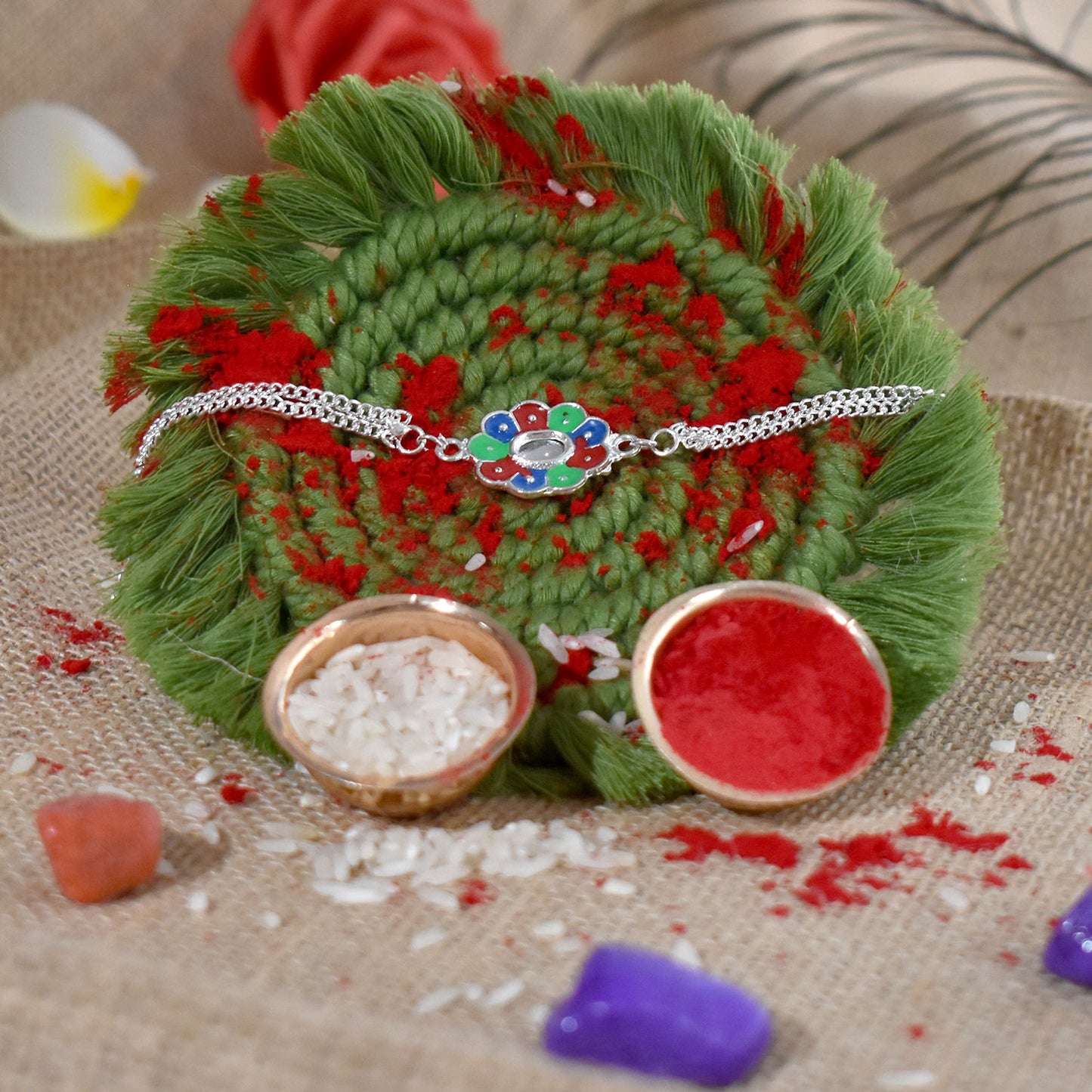 Color Full Flower Rakhi - warehousetech13