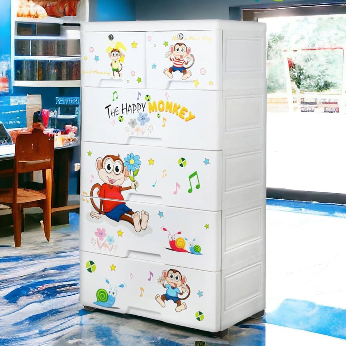 Kids Plastic Chest Of 6 Drawers Multi-purpose Storage Organizerwardrobe For Kids - warehousetech13