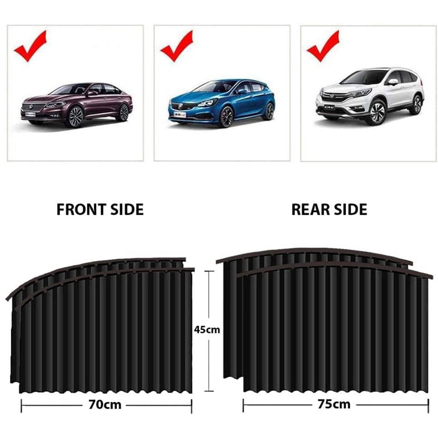 Curtain For Car Window Heat Sunshade Protection (4 Pcs With Curtain Hook Adhesive Tap Set) - warehousetech13