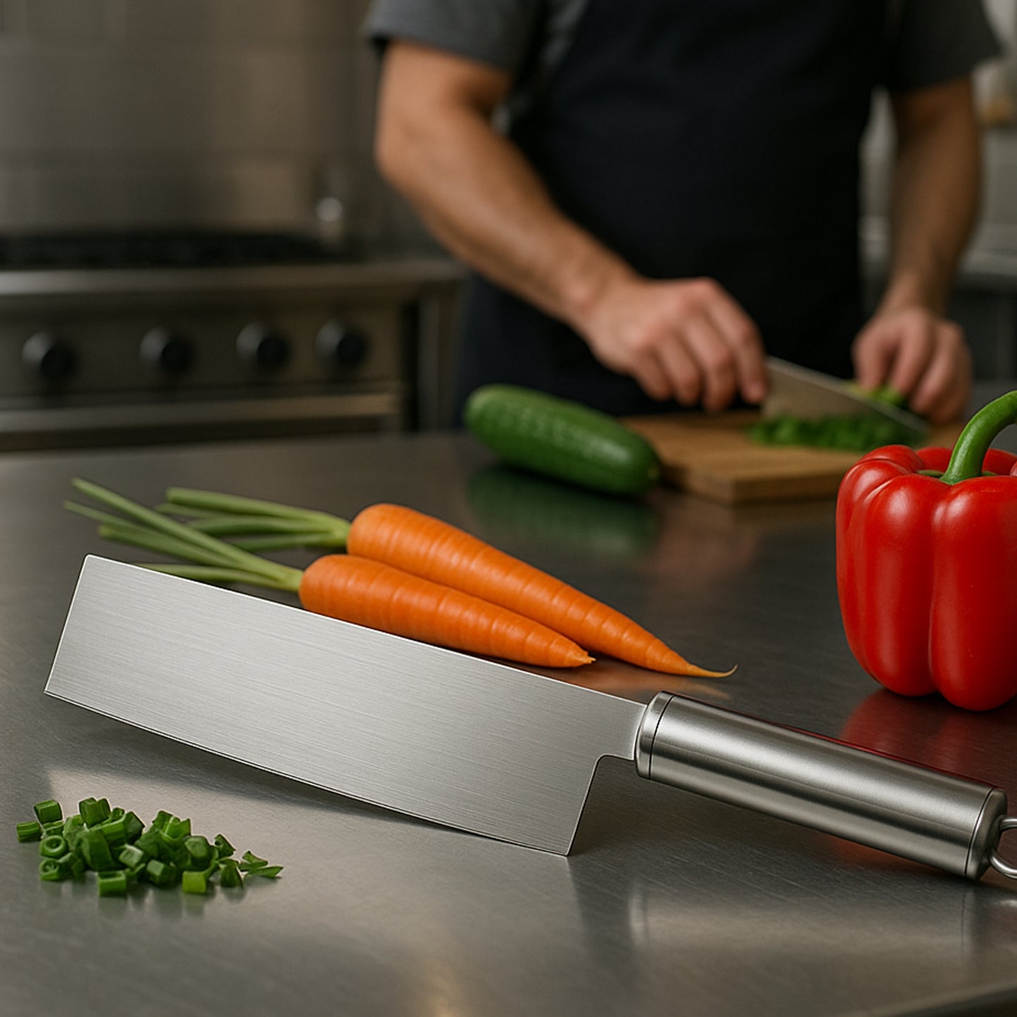 Professional-grade Stainless Steel Vegetable Cleaver Knife 1 Pc - warehousetech13