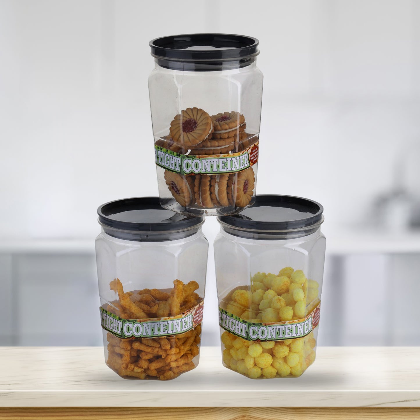 Air Tight Kitchen Storage Container For Rice Dal Atta Bpa-free Flour Cereals Snacks Stackable Modular Round. (Approx - 1100ml Set Of 6pcs) - warehousetech13