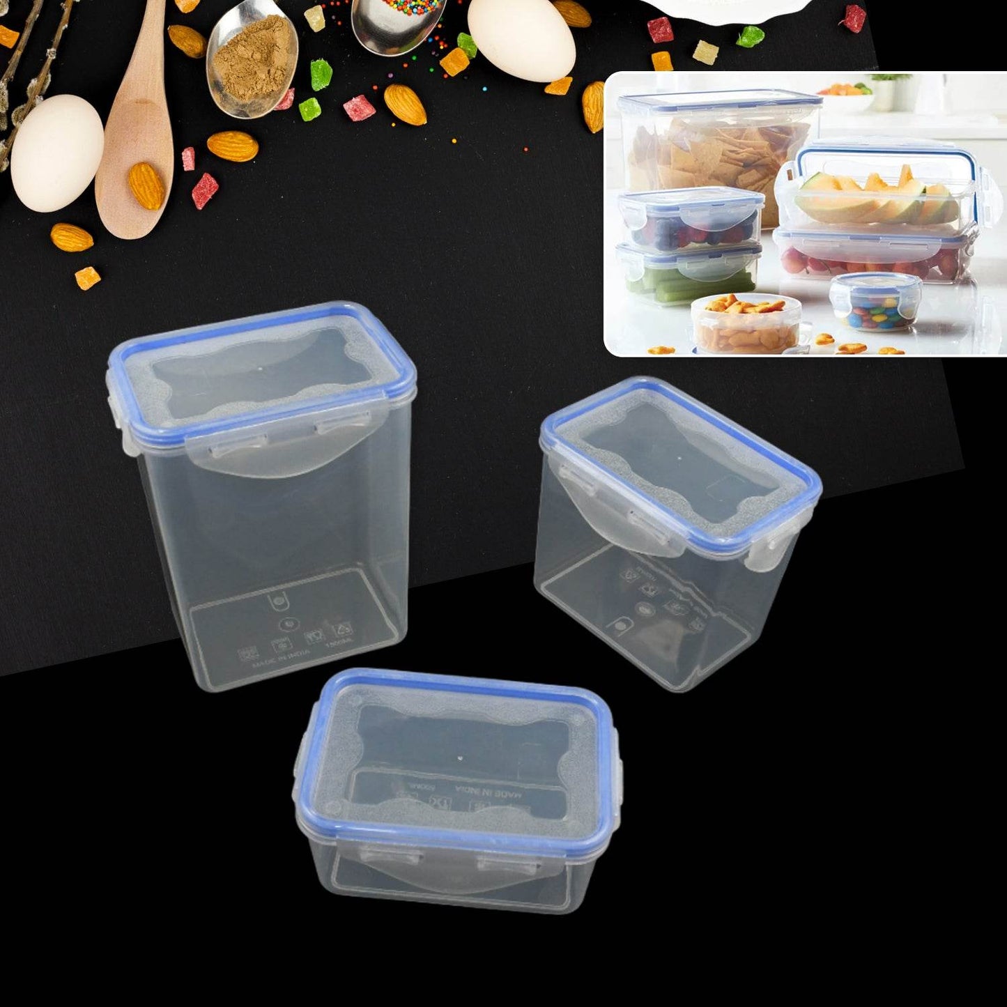 Kitchen Storage Container Set With Food Grade Plastic And Air Seal Lock - warehousetech13