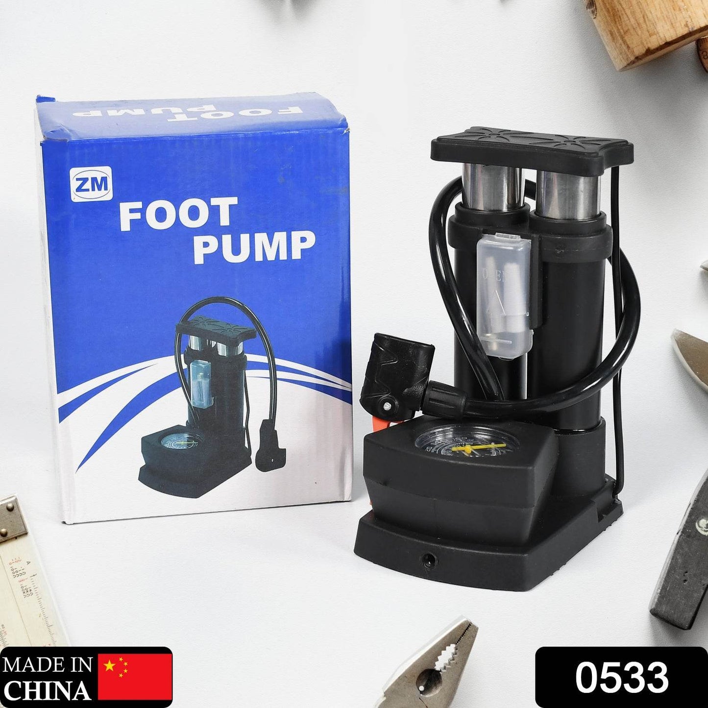 Portable Mini Bike Pumpcycle Pump Foot Activated With Gauge Floor Bicycle Pump Cycle Pump - warehousetech13