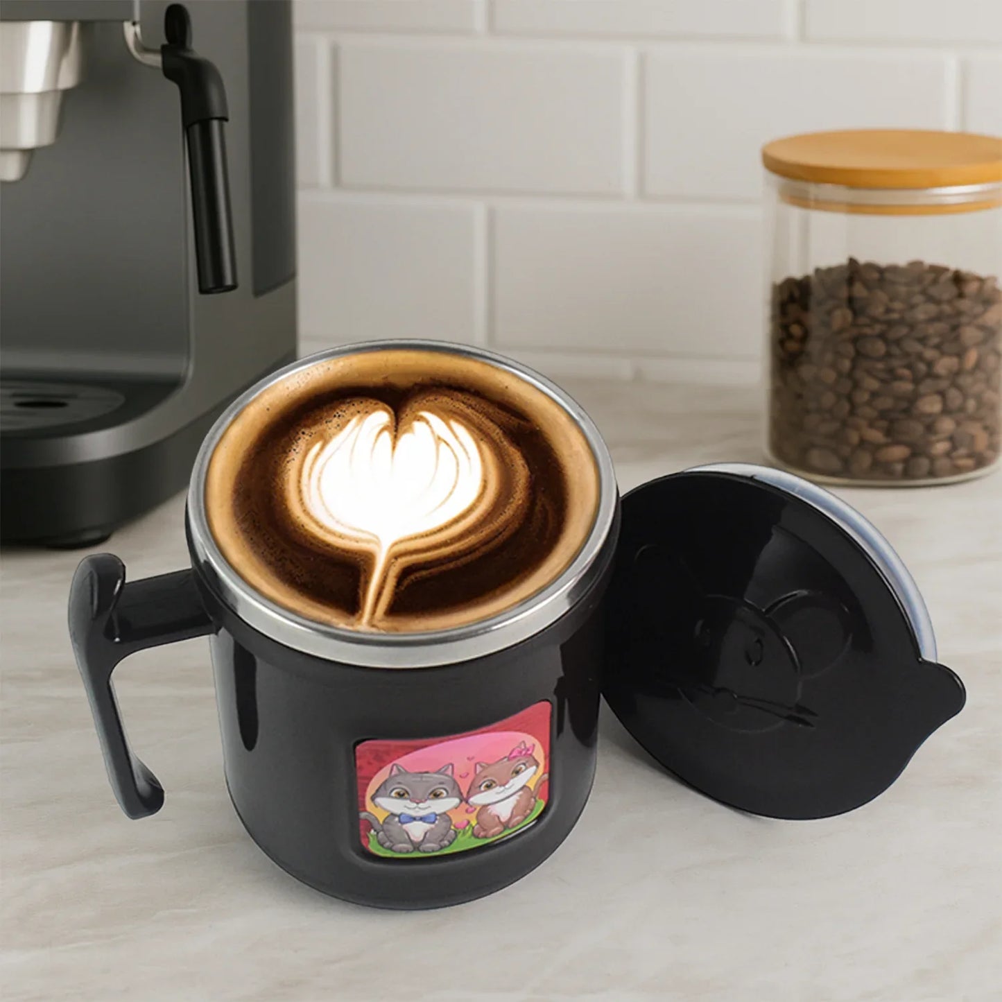 1 Pc Apex Cat Mug 250 Ml Stainless Steel Insulated Inner With Cute Cat Print - warehousetech13