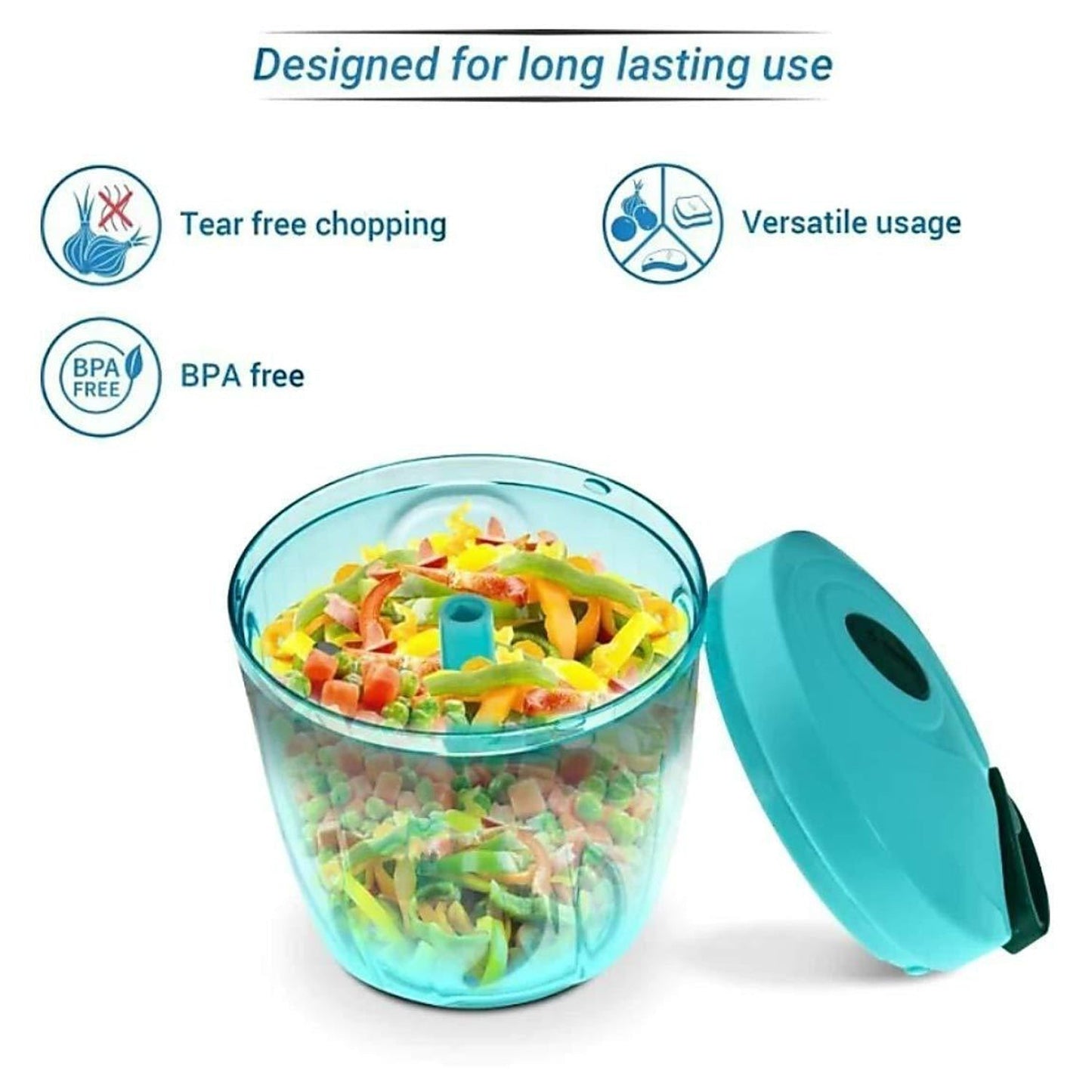Manual Stainless Steel Compact Extra Sharp Hand Held Vegetable Chopperslicer With 5 Blades (750 Ml) - warehousetech13