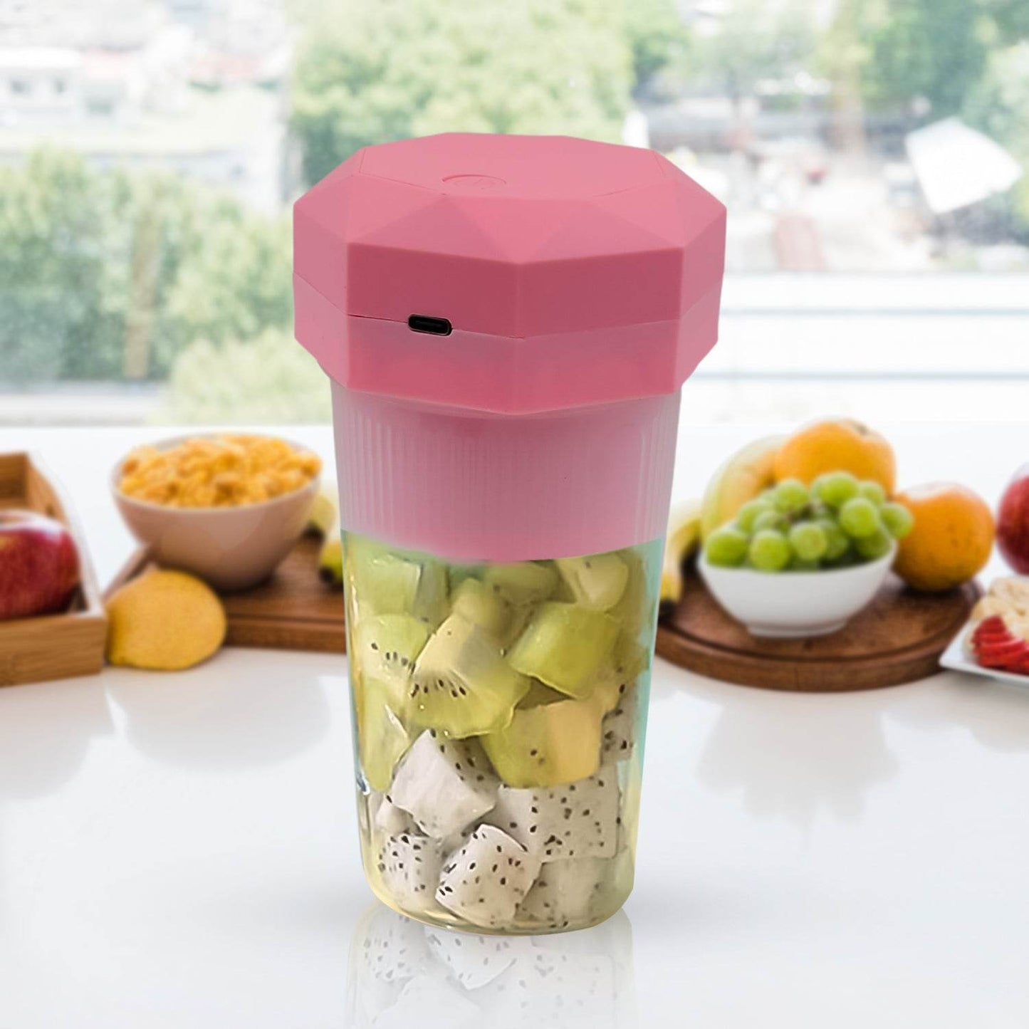 Portable Multifunctional Electric Juicer Cup Usb Juice Maker 6 Blade (350 Ml) - warehousetech13