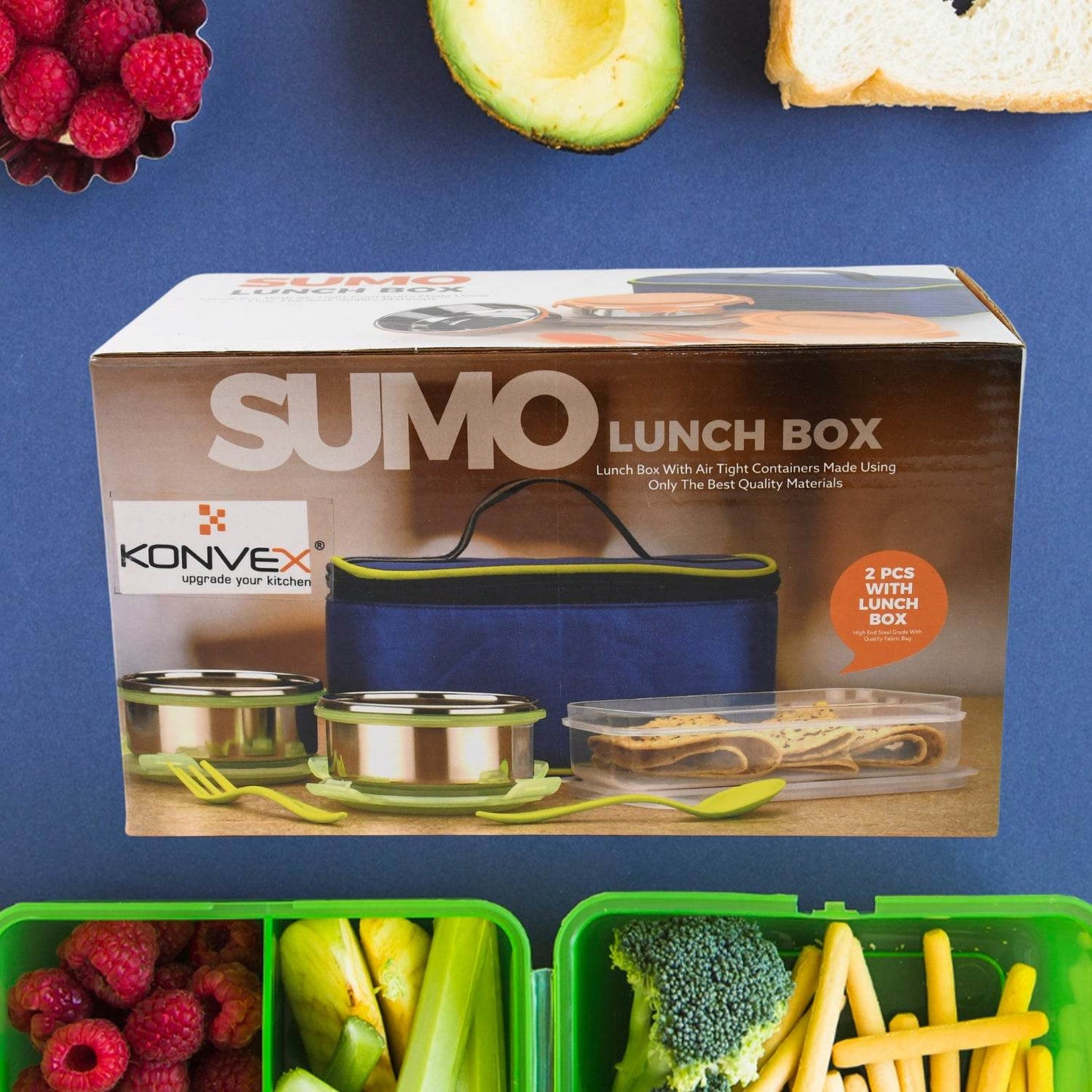 Sumo Lunch Box With Plastic Spoon Fork (2 Pc Set With Lunch Box) - warehousetech13