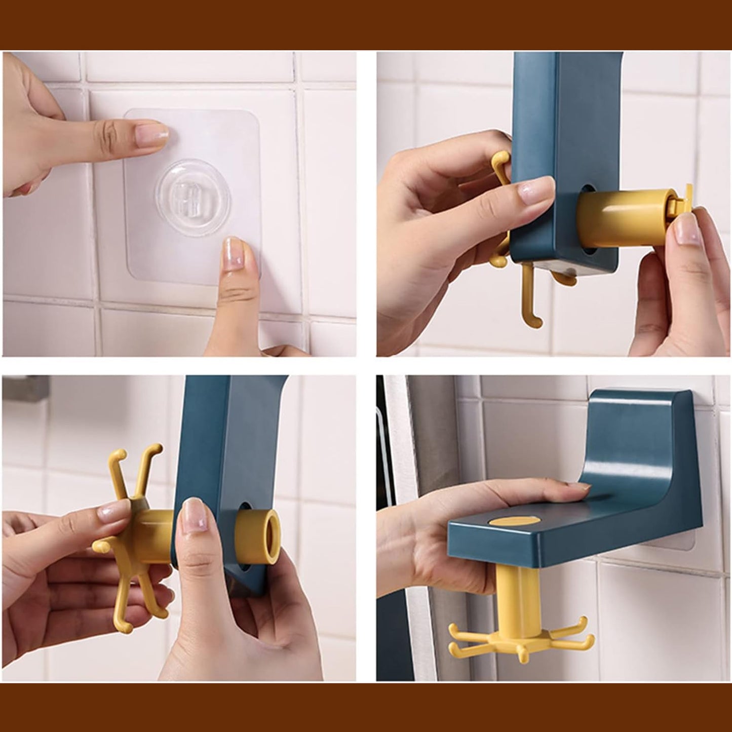 4605 360 Degree Rotating Self Adhesive Plastic Wall Hook Hanger Multifunctional Hanger With 6 Heavy Duty Claw Hooks - warehousetech13
