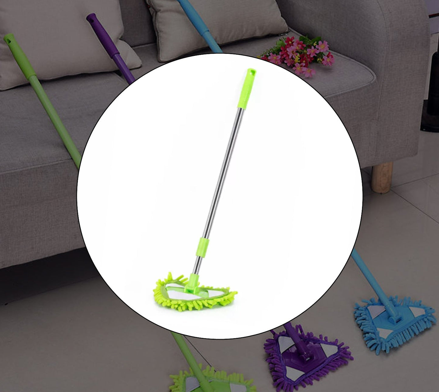 Stainless Steel Road Adjustable Triangle Mop Used For Cleaning Dusty And Wet Floor Surfaces And Tiles. - warehousetech13