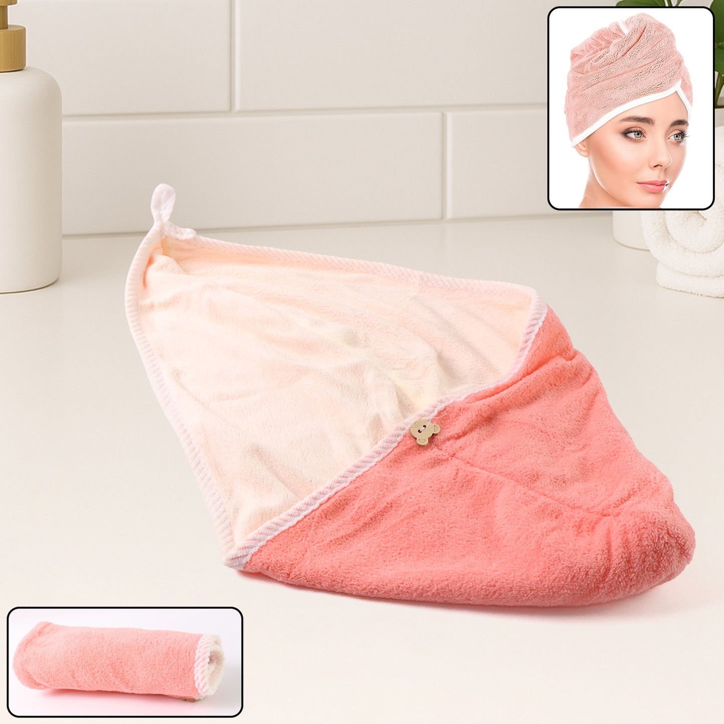 Hair Drying Magic Hair Cap Towel Wrap For Women Bath Towels (1 Pc) - warehousetech13