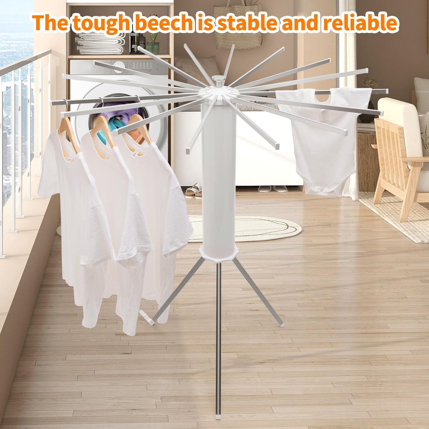 Foldable Rotary Clothes Drying Rack Stand (1 Pc) - warehousetech13